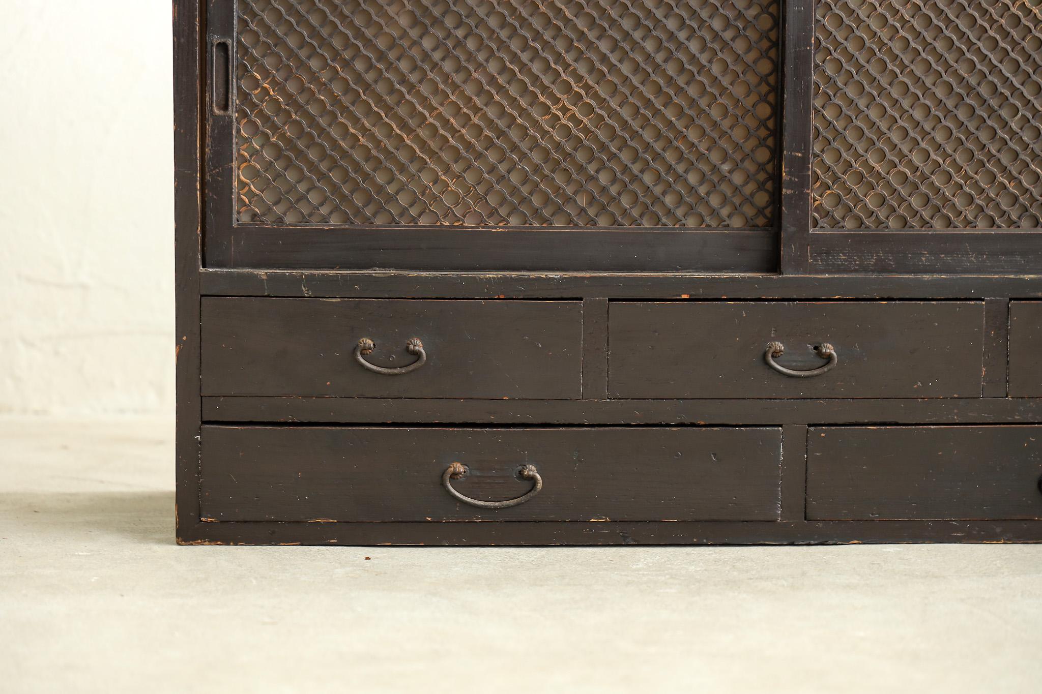 Armario antiguo japonés con puertas de celosía de madera, Wabi Sabi, Japandi en Bueno estado para la venta en Katori-Shi, 12