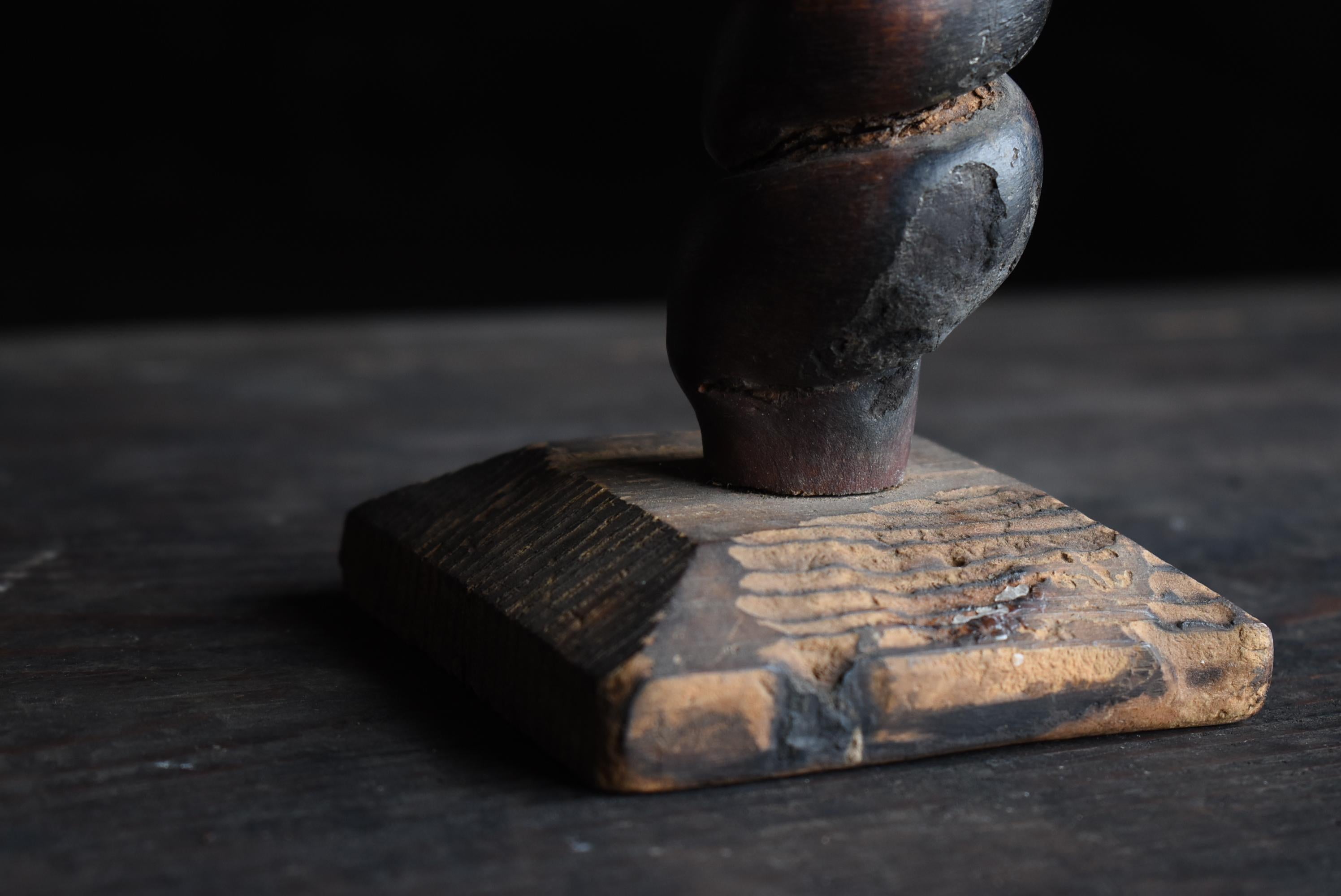 Cedar Japanese Antique Candle Stick 1800s-1860s / Mingei Object Wabisabi