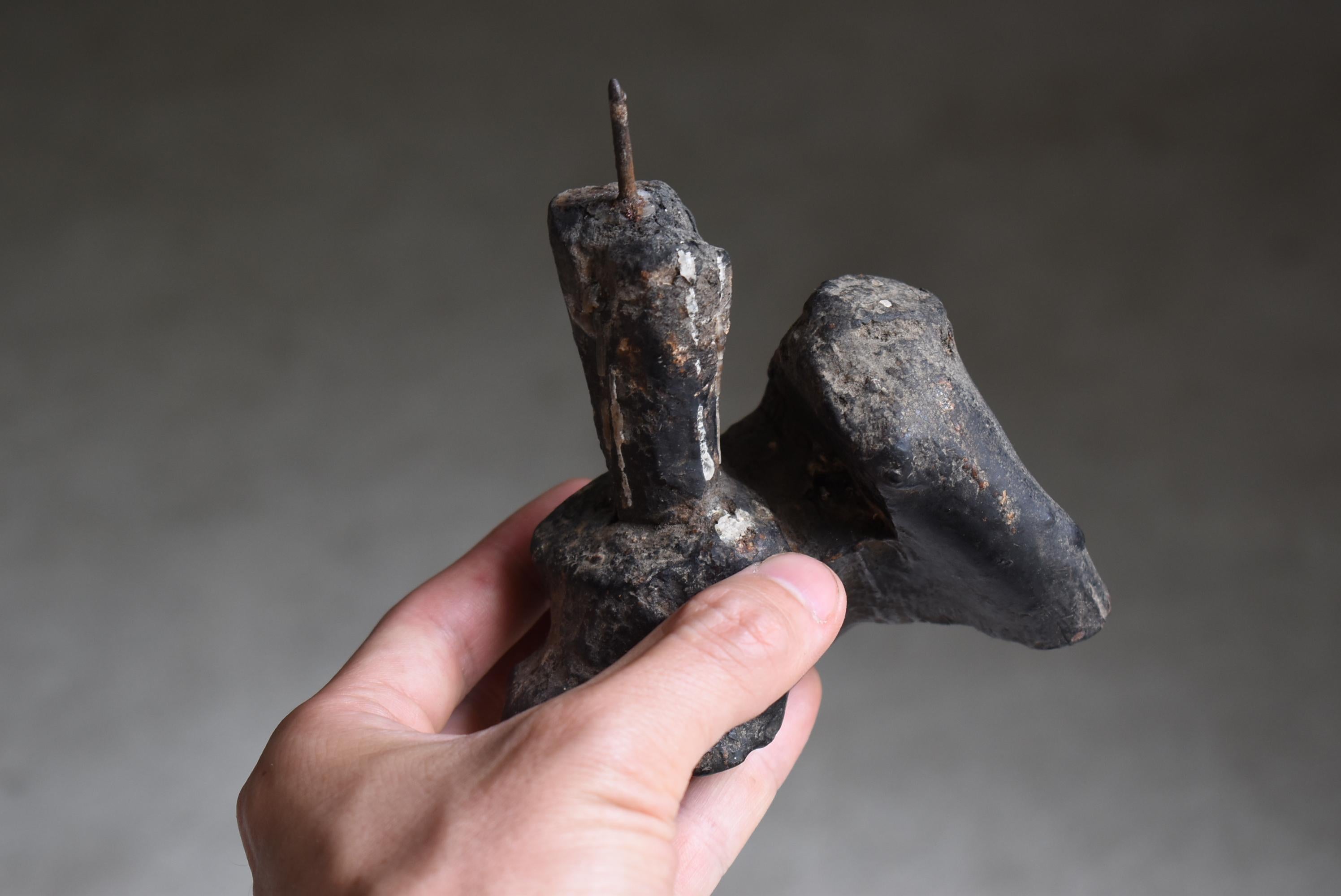 Japanese Antique Candle Stick 1800s-1860s/Mingei Wabi-Sabi Object Figurine 4