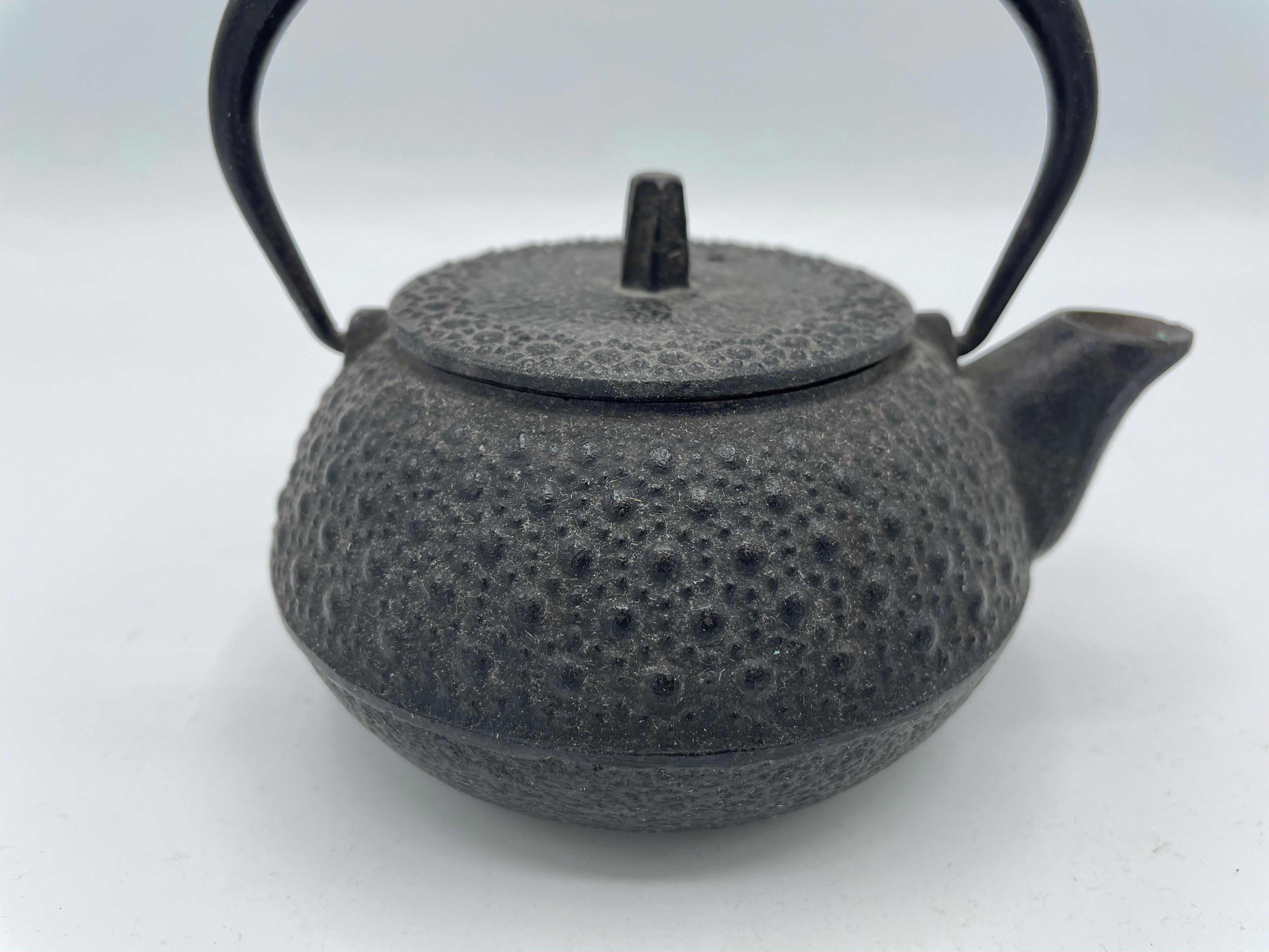 Antike japanische Teekanne aus Gusseisenguss 'Sechseck' 1980er Jahre (Showa) im Angebot