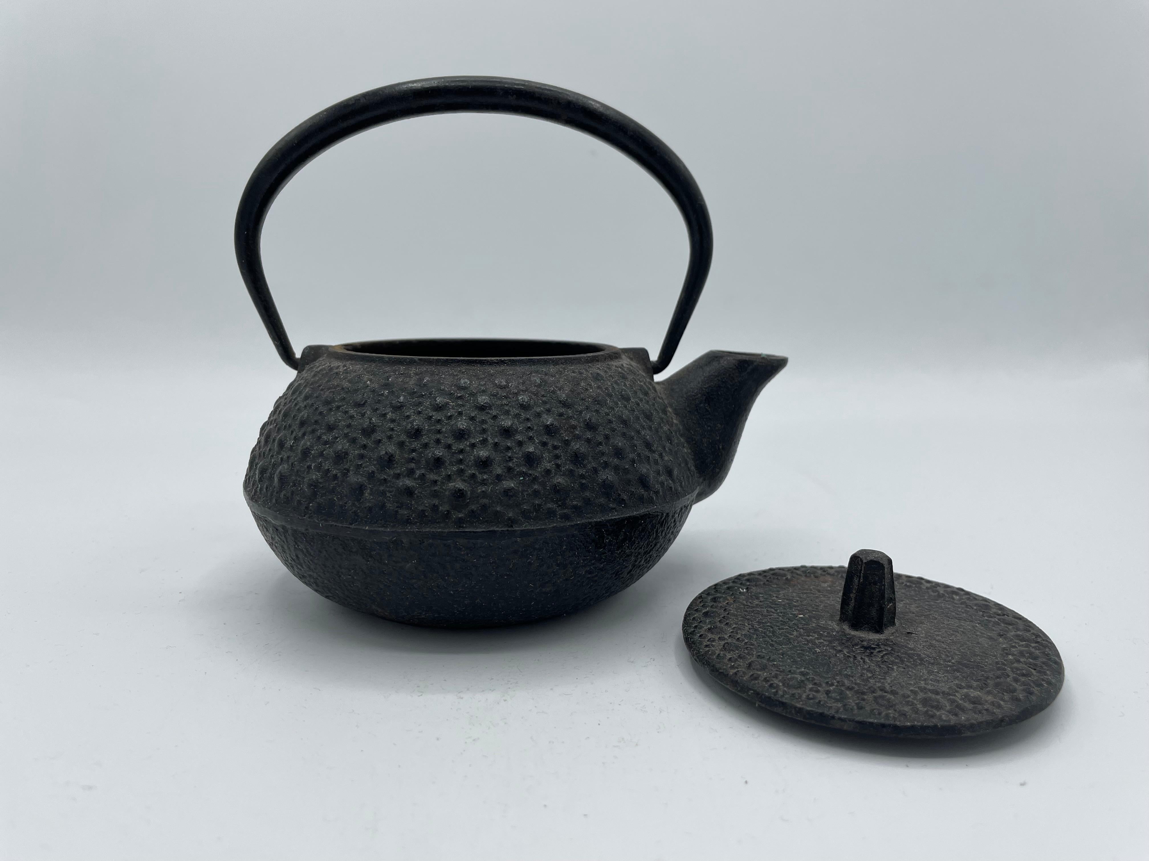 Showa Japanese Antique Cast-Iron Tea Pot 'Hexagon' 1980s For Sale