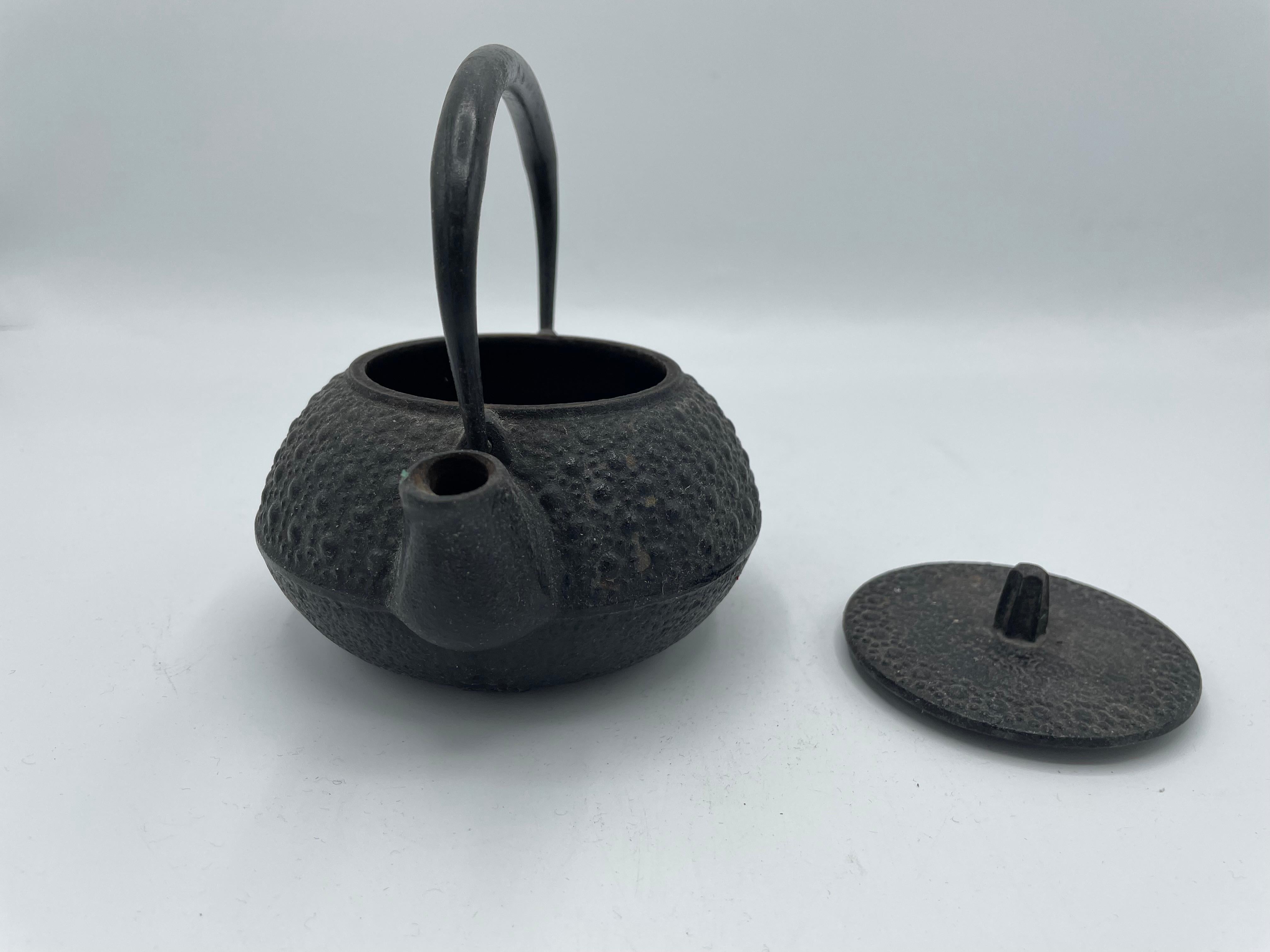 Late 19th Century Japanese Antique Cast-Iron Tea Pot 'Hexagon' 1980s For Sale