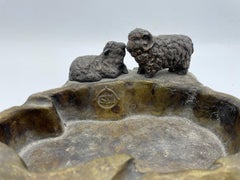 Japanese Antique Casting Copper Tray with Sheeps by Houun Harada