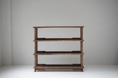 Vetrina antica giapponese in legno di cedro, anni '30-'50, stile Japandi Wabi-Sabi