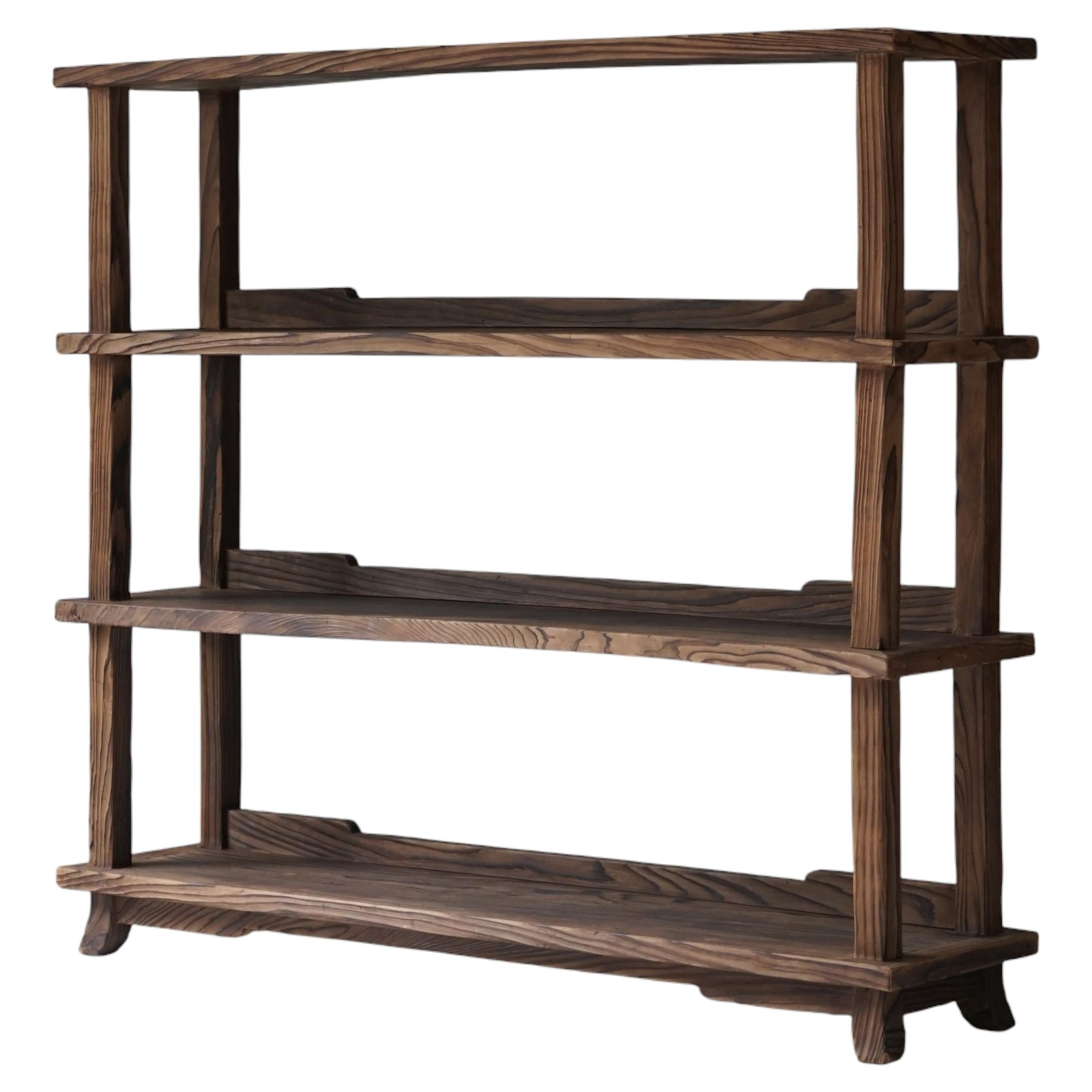 Japanese Antique Cedar Display Shelf, 1930s–1950s, Japandi Wabi-Sabi