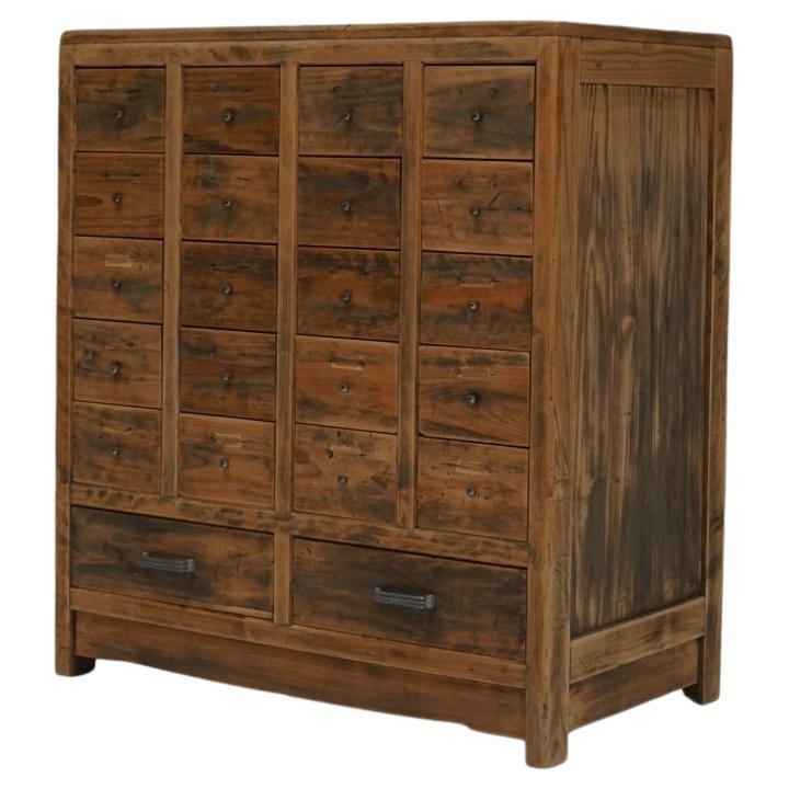 Japanese Antique Cedar Drawer Chest, 1940s–1960s, Japandi Wabi-Sabi