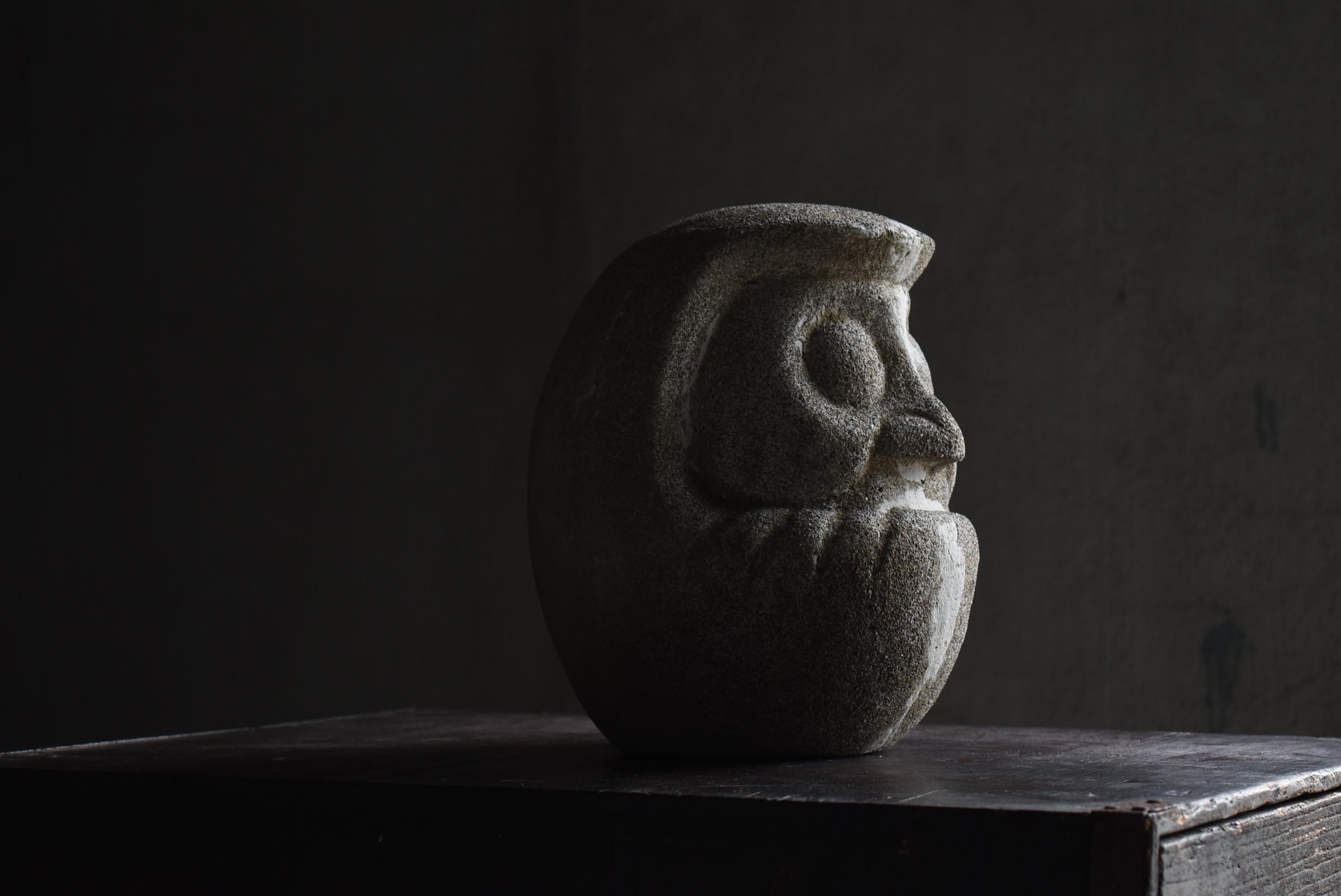 Japanese Antique Cement Daruma 1860s-1920s / Sculpture Wabi Sabi 12