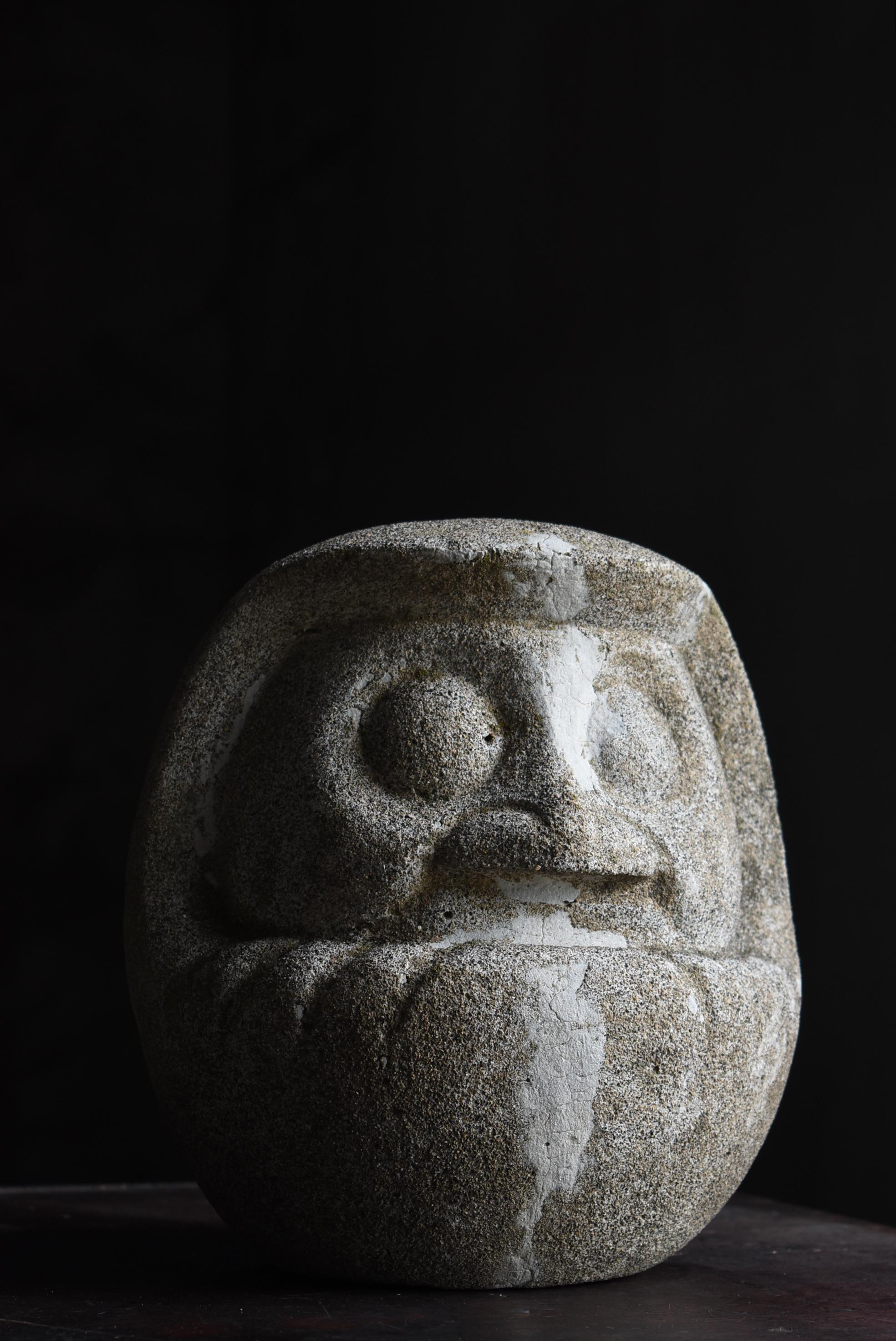 Meiji Japanese Antique Cement Daruma 1860s-1920s / Sculpture Wabi Sabi