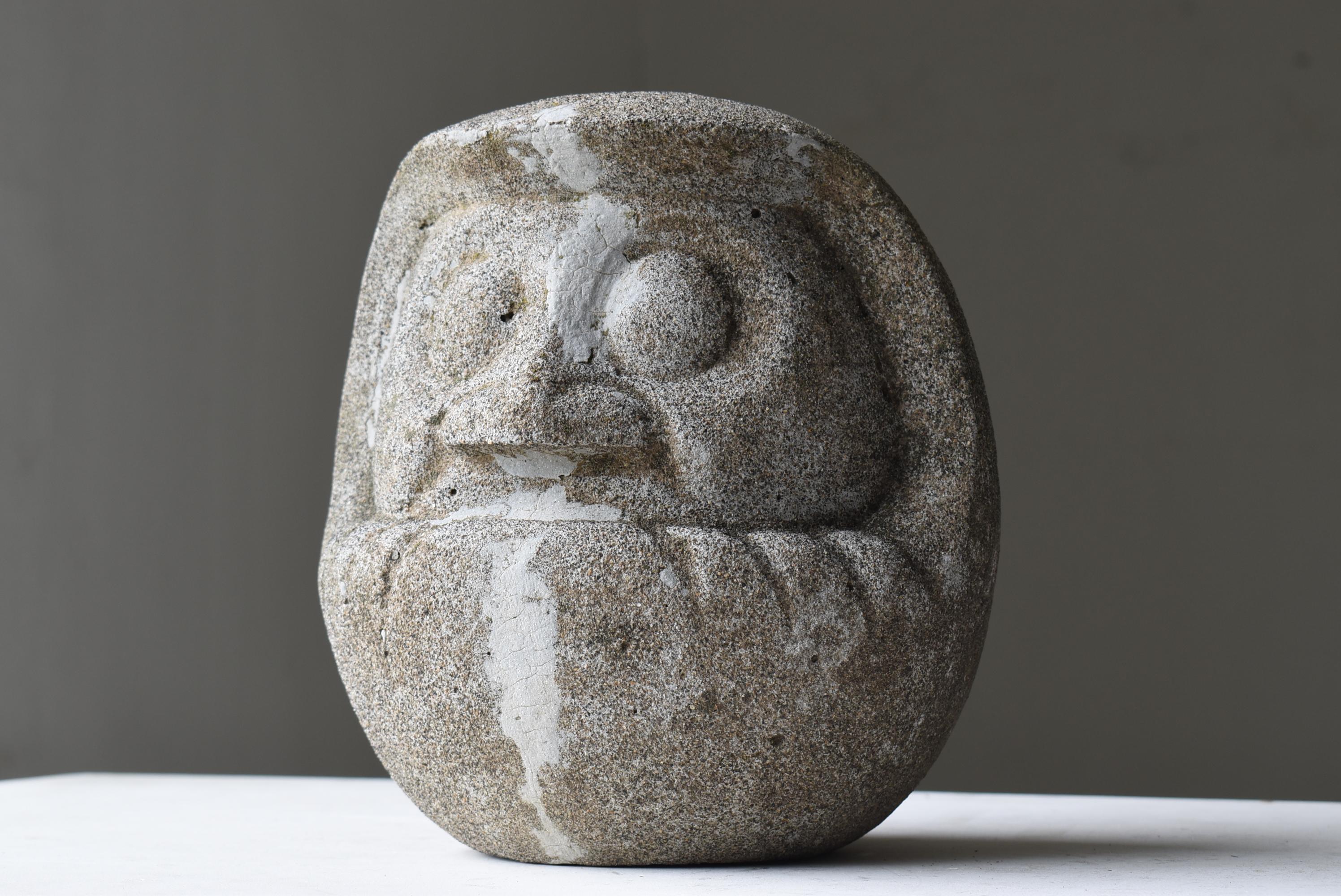 Japanese Antique Cement Daruma 1860s-1920s / Sculpture Wabi Sabi In Good Condition In Sammu-shi, Chiba
