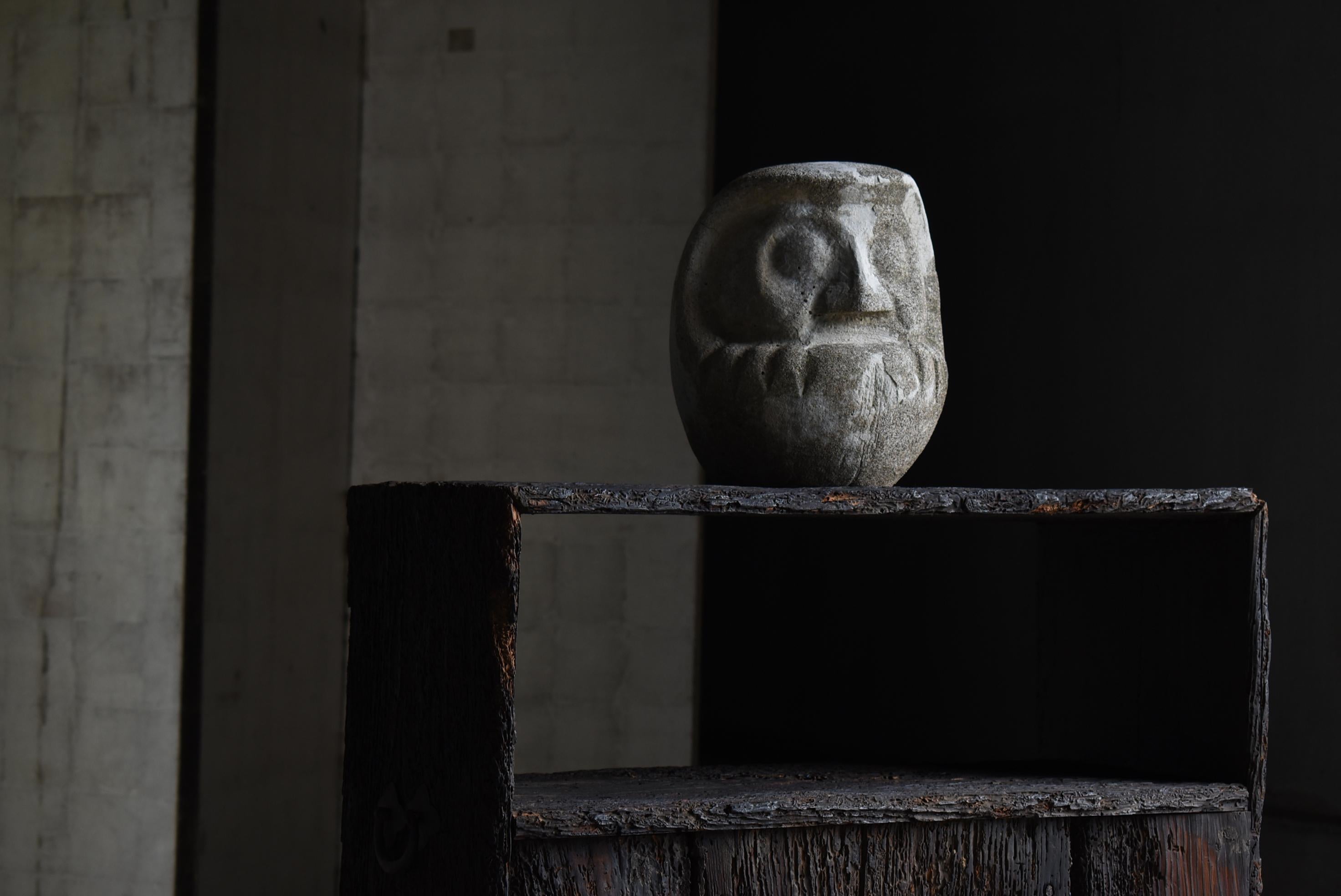 Japanese Antique Cement Daruma 1900s-1940s / Sculpture Wabisabi 9