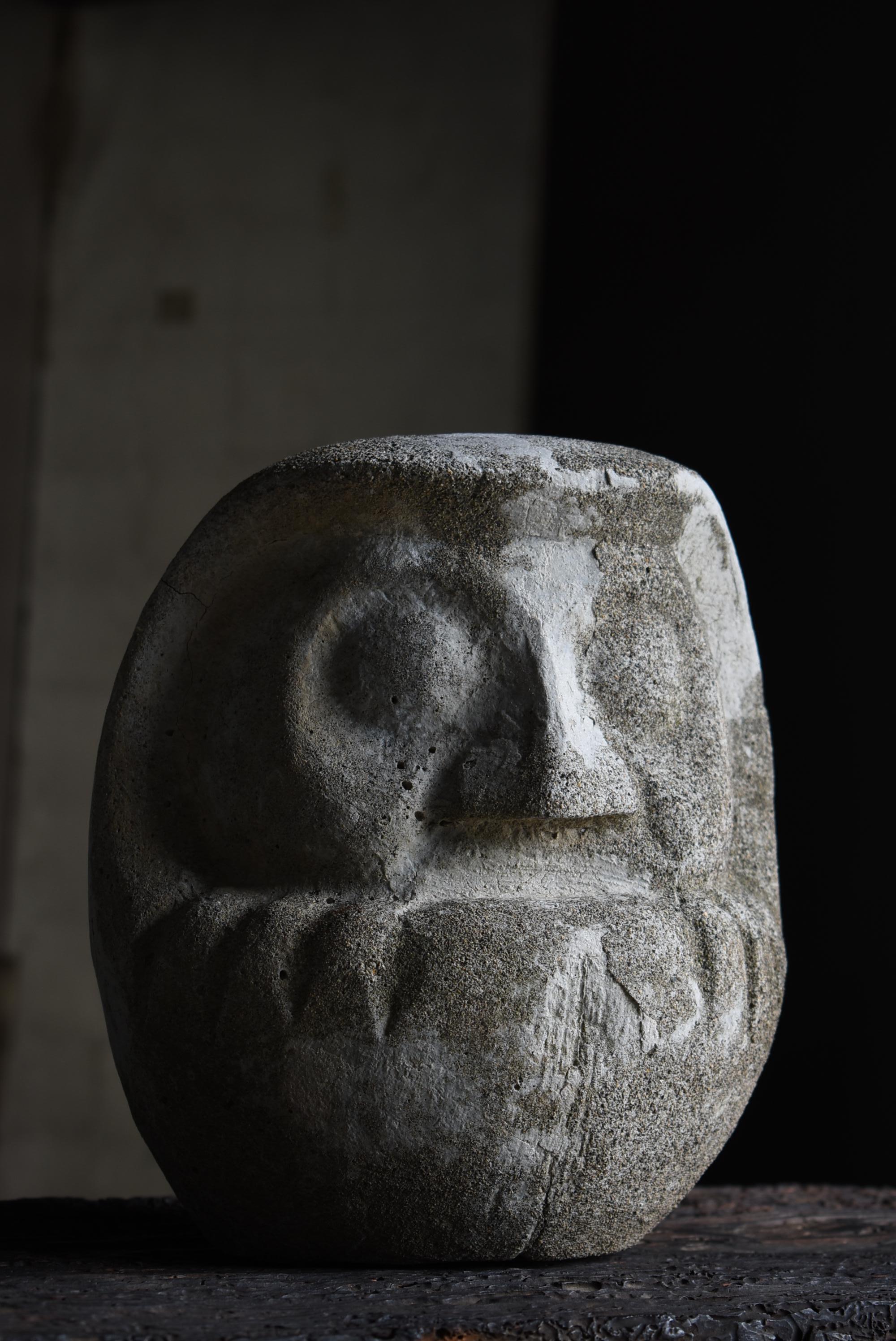 Showa Japanese Antique Cement Daruma 1900s-1940s / Sculpture Wabisabi
