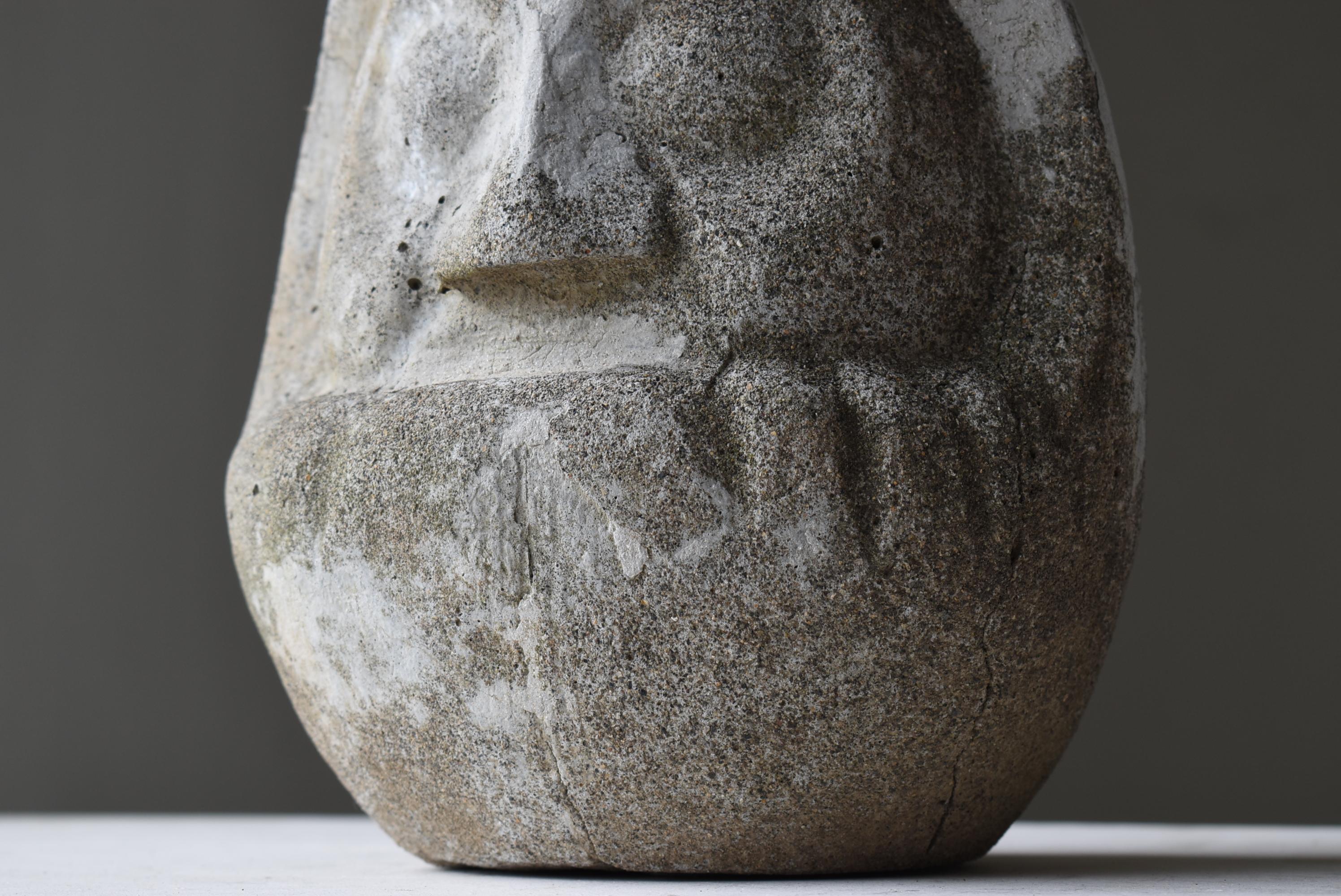 20th Century Japanese Antique Cement Daruma 1900s-1940s / Sculpture Wabisabi