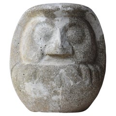 Japanese Antique Cement Daruma 1900s-1940s / Sculpture Wabisabi