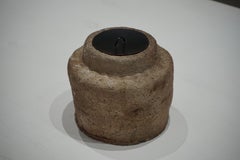 Japanese Antique Ceramic Mizusashi Water Jar 19th century, Japandi Wabi-Sabi