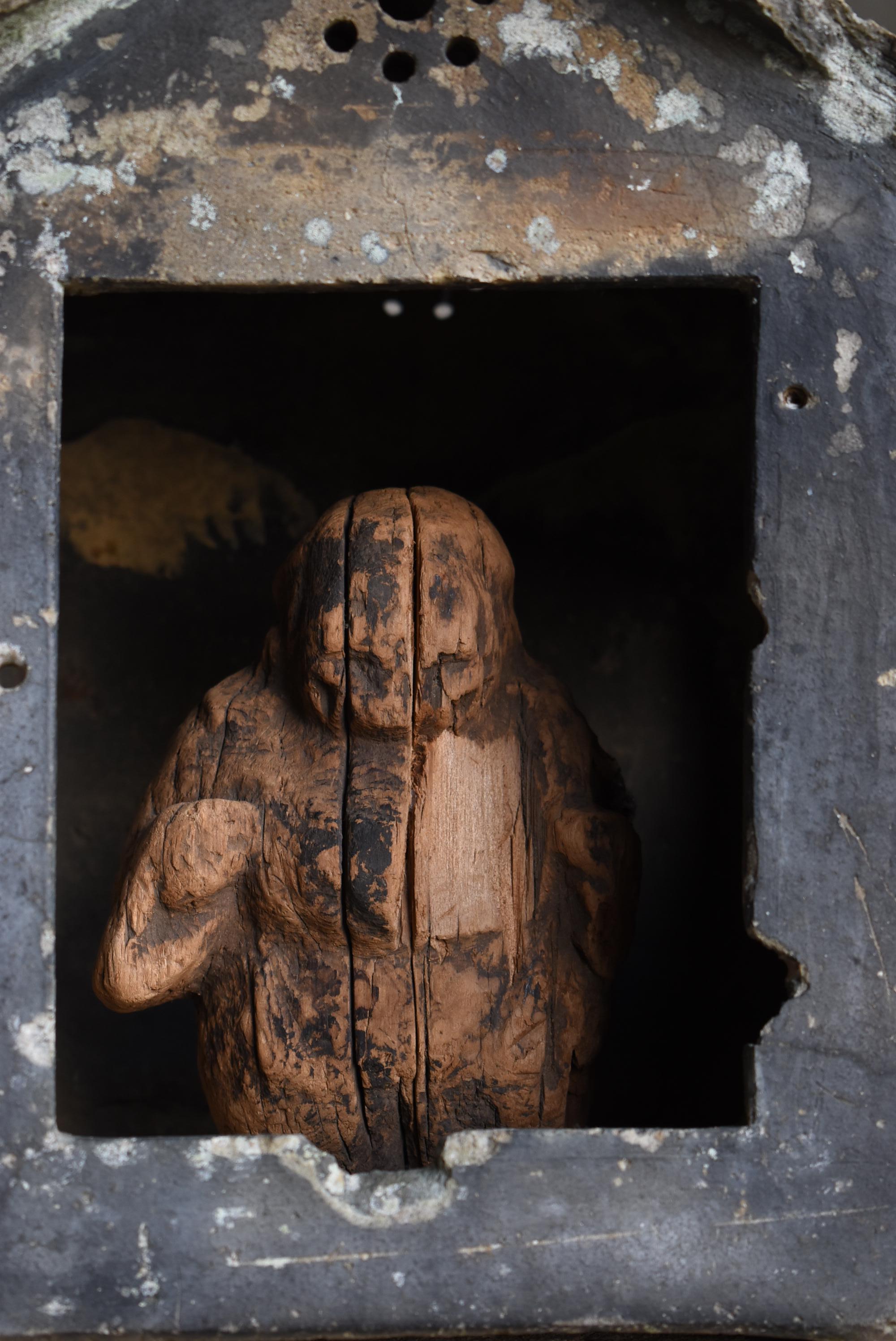 Japanese Antique Ceramic Small Shrine 1860s-1900s / Zushi Figurine Wabisabi For Sale 11