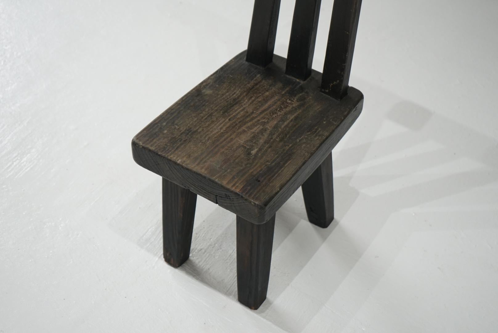 20th Century Japanese Antique Chair High-back Black Object Primitive Japandi For Sale