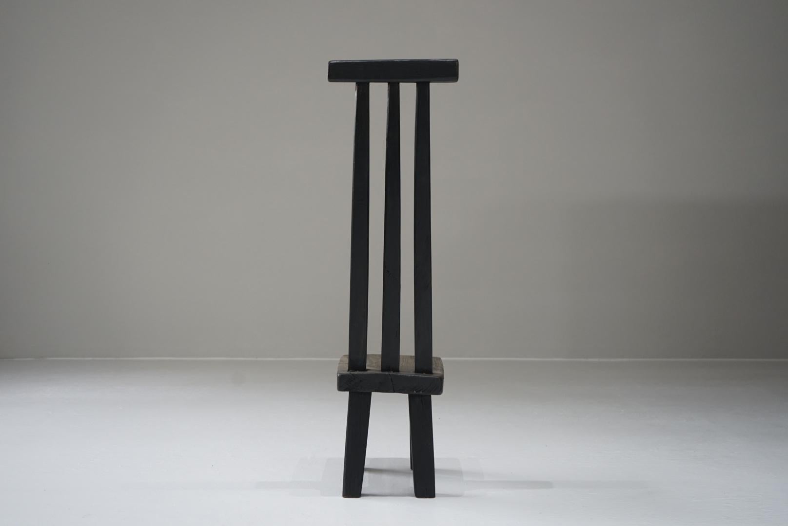 Japanese Antique Chair High-back Black Object Primitive Japandi For Sale 2