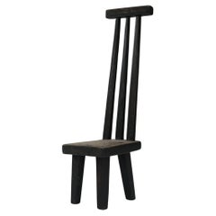 Japanese Antique Chair High-back Black Object Primitive Japandi