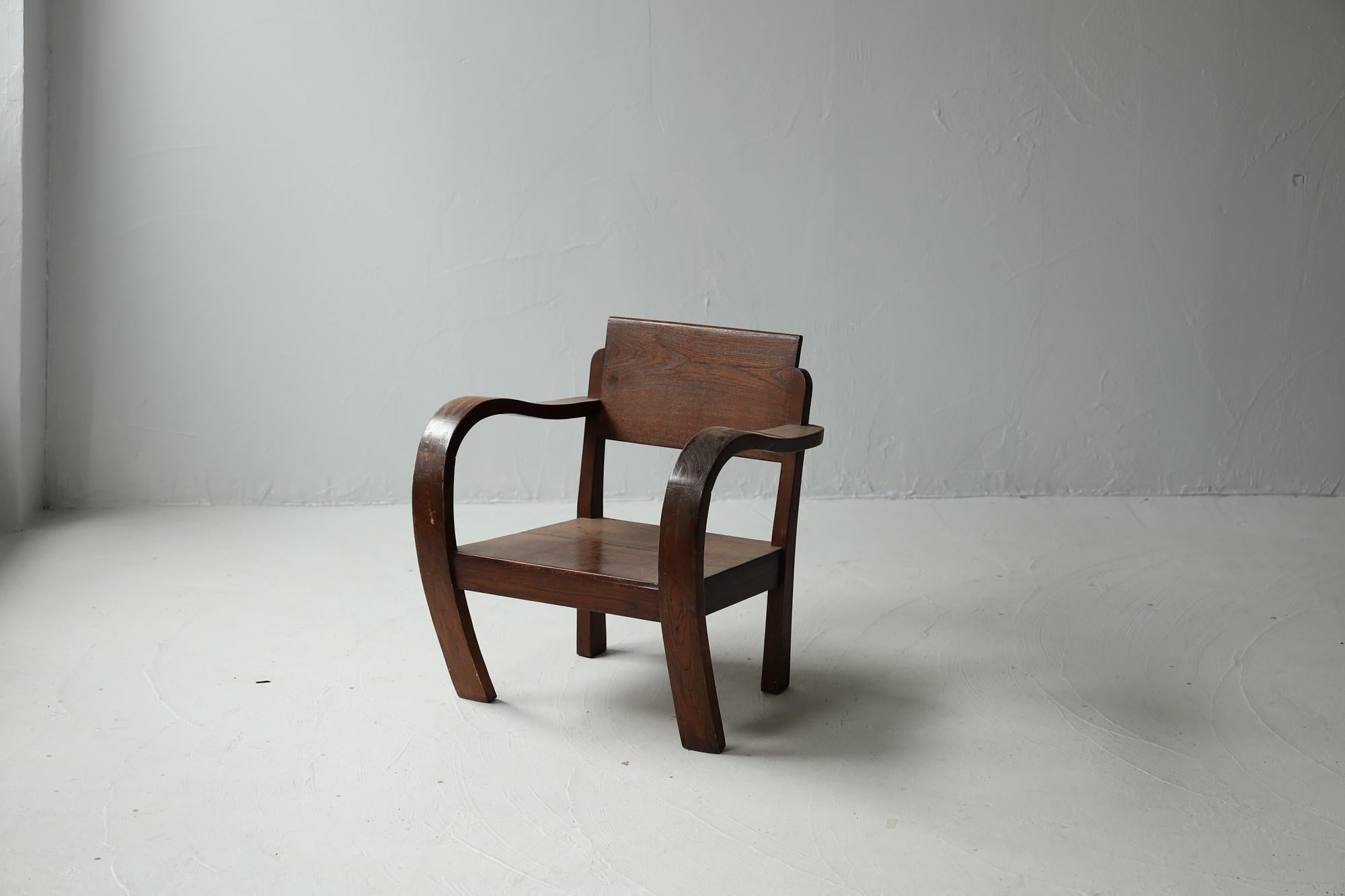 Japanese Antique Chair, Primitive Japanese Wooden Chair, Wabi-Sabi For Sale 3