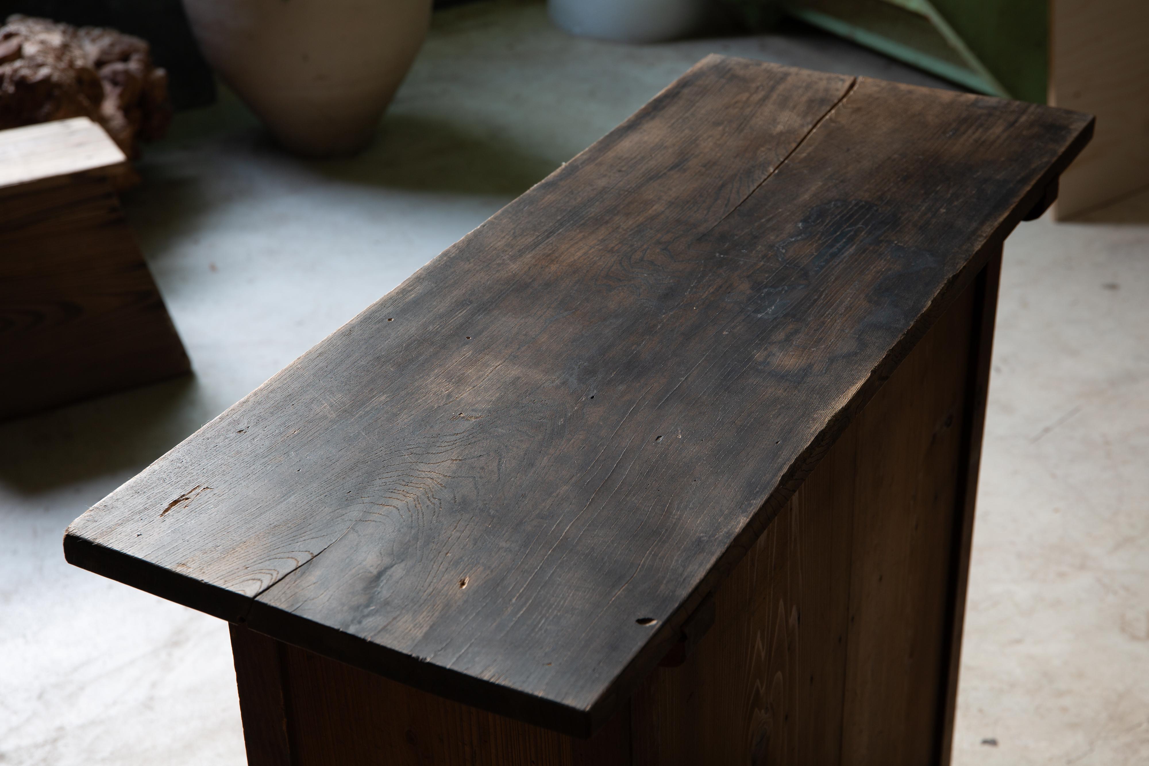 Japanese antique checkout counter w/shelf, wabi sabi side table, display stand For Sale 5