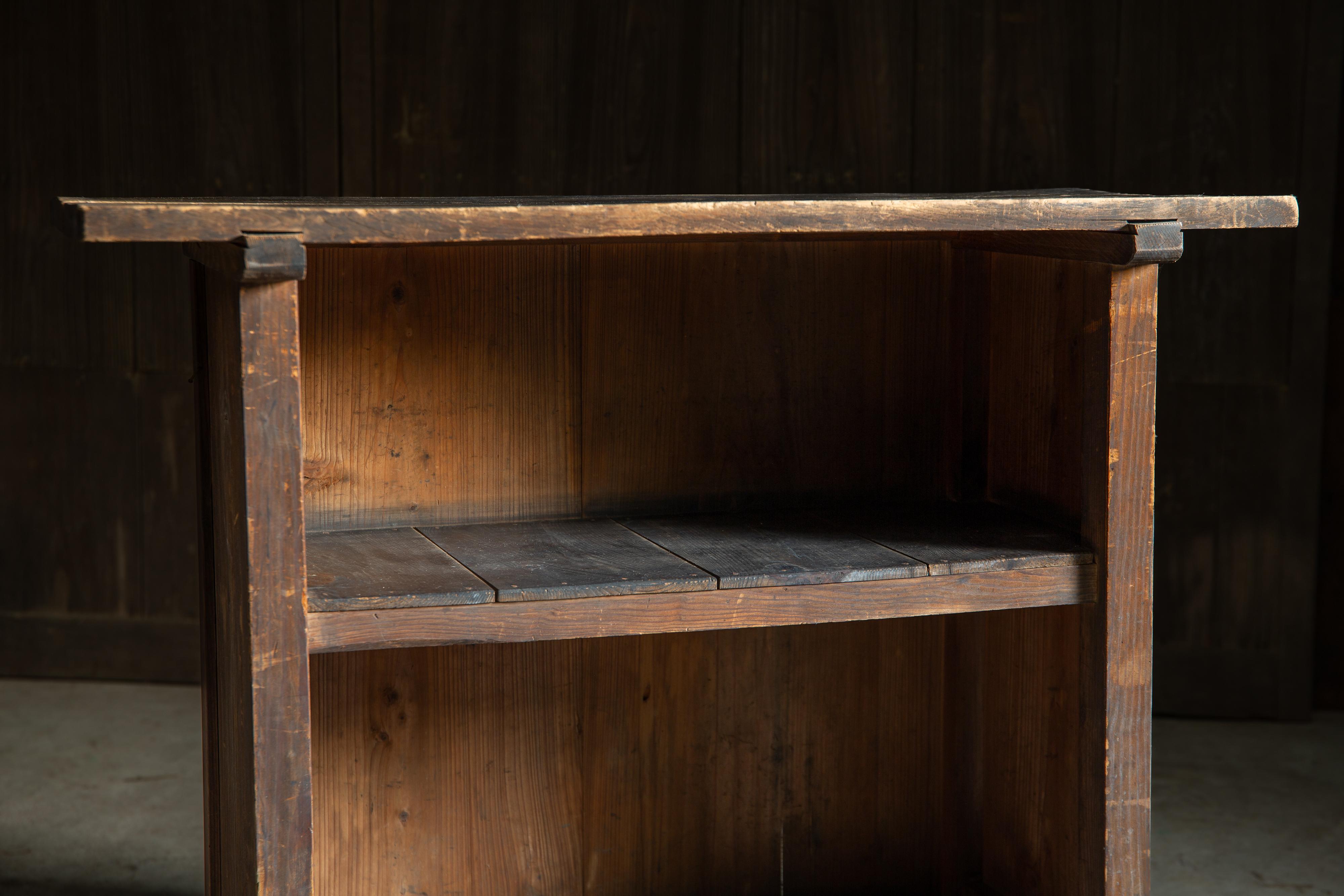 Japanese antique checkout counter w/shelf, wabi sabi side table, display stand For Sale 6