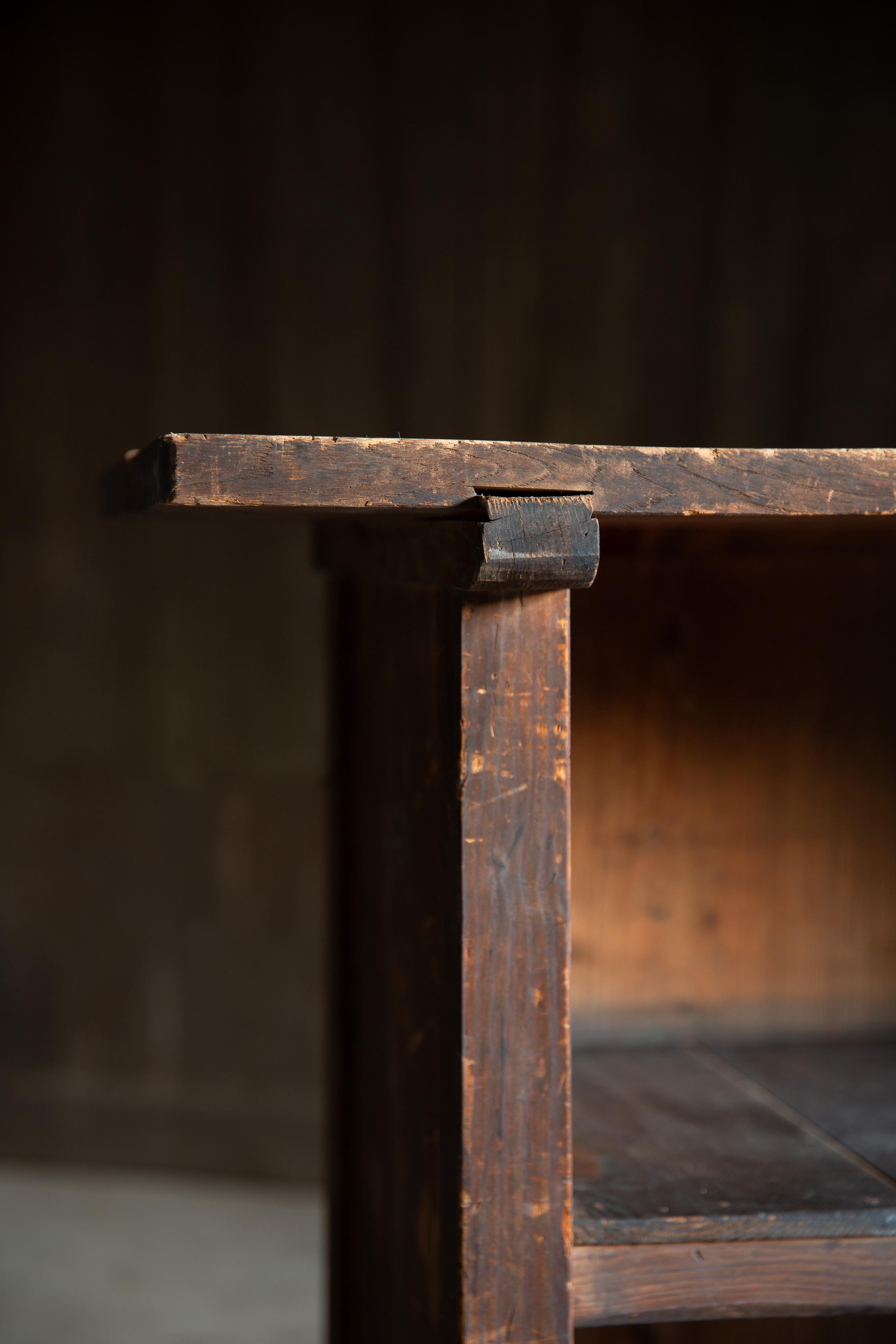 Japanese antique checkout counter w/shelf, wabi sabi side table, display stand For Sale 7
