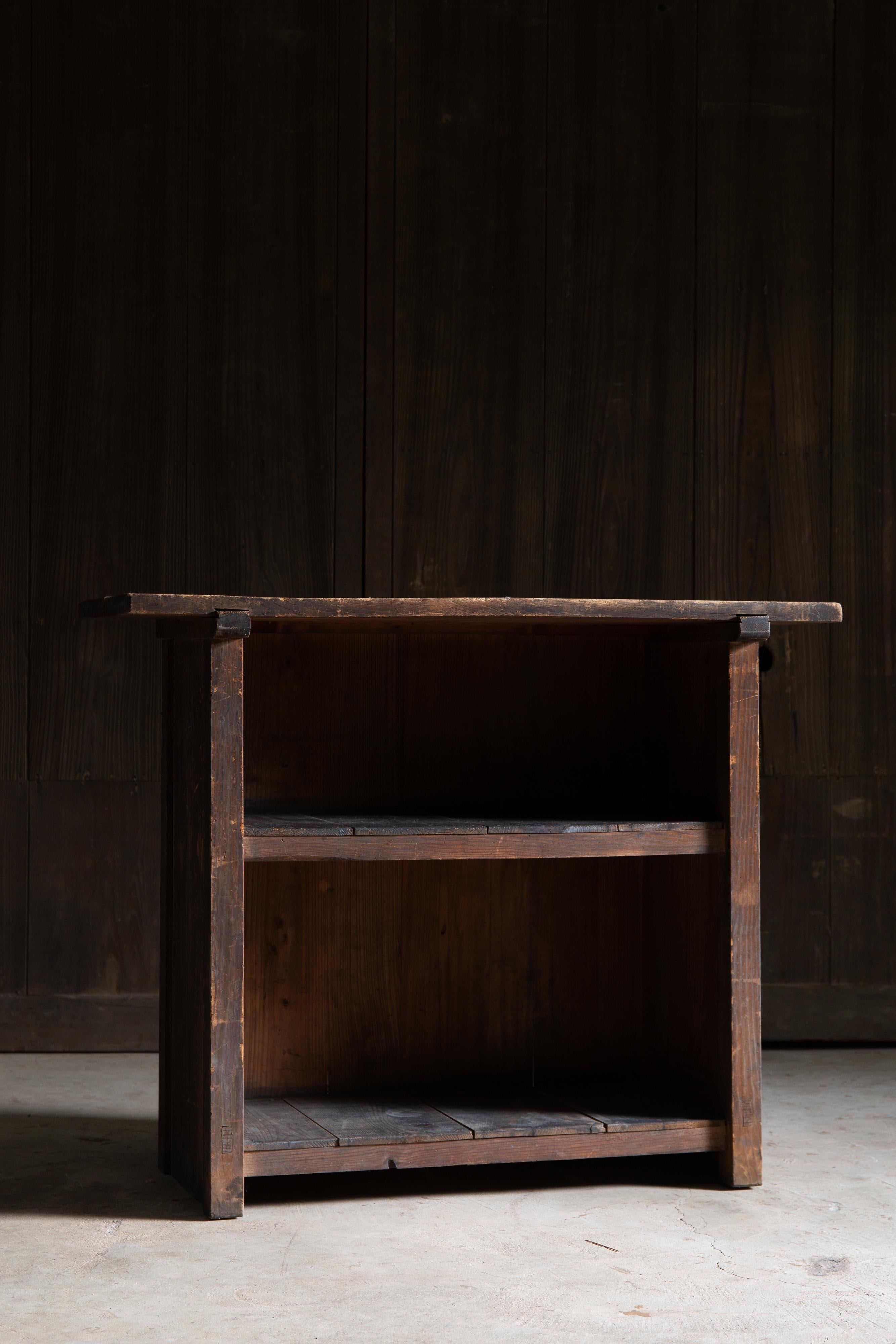 Japanese antique checkout counter w/shelf, wabi sabi side table, display stand For Sale 13