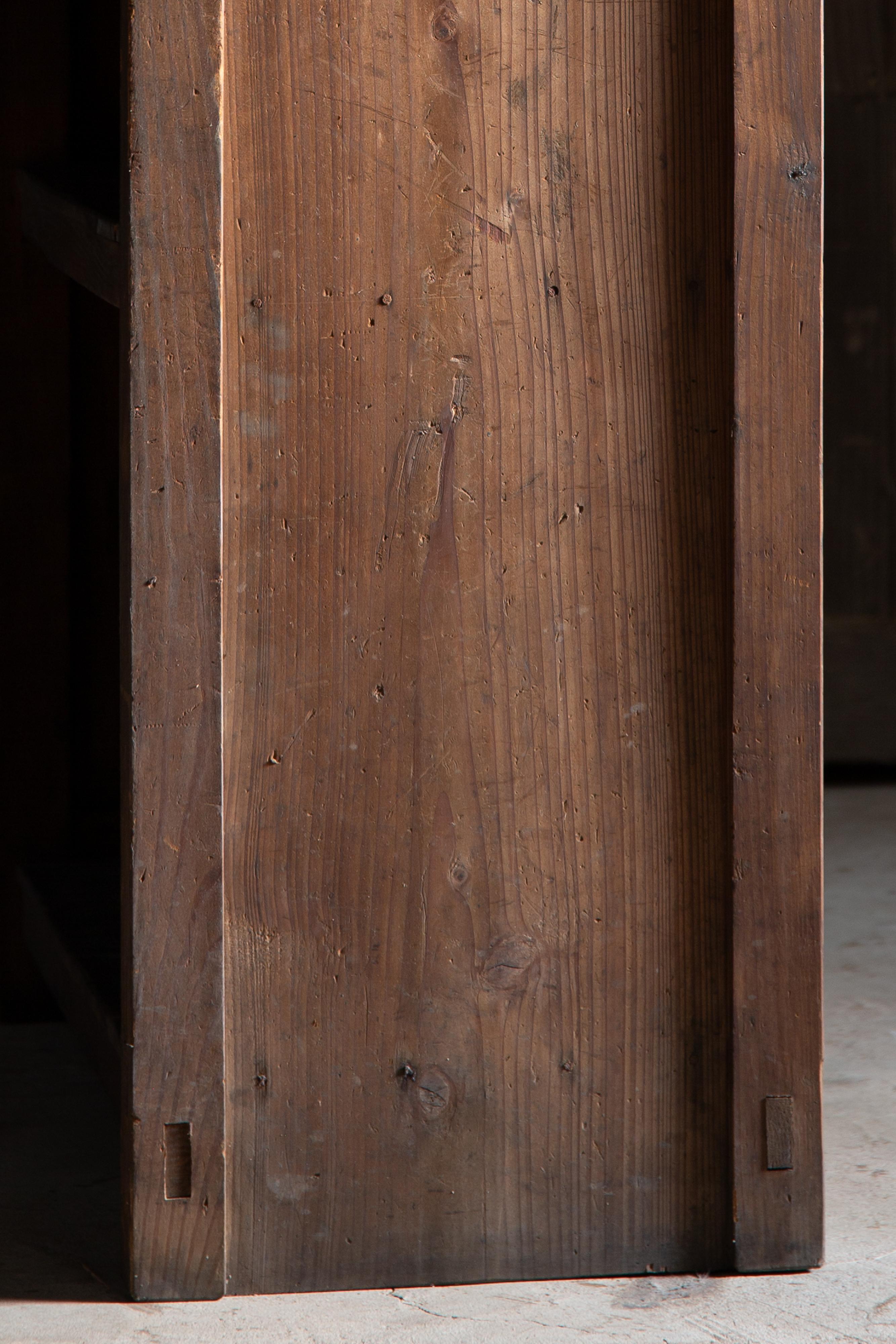19th Century Japanese antique checkout counter w/shelf, wabi sabi side table, display stand For Sale