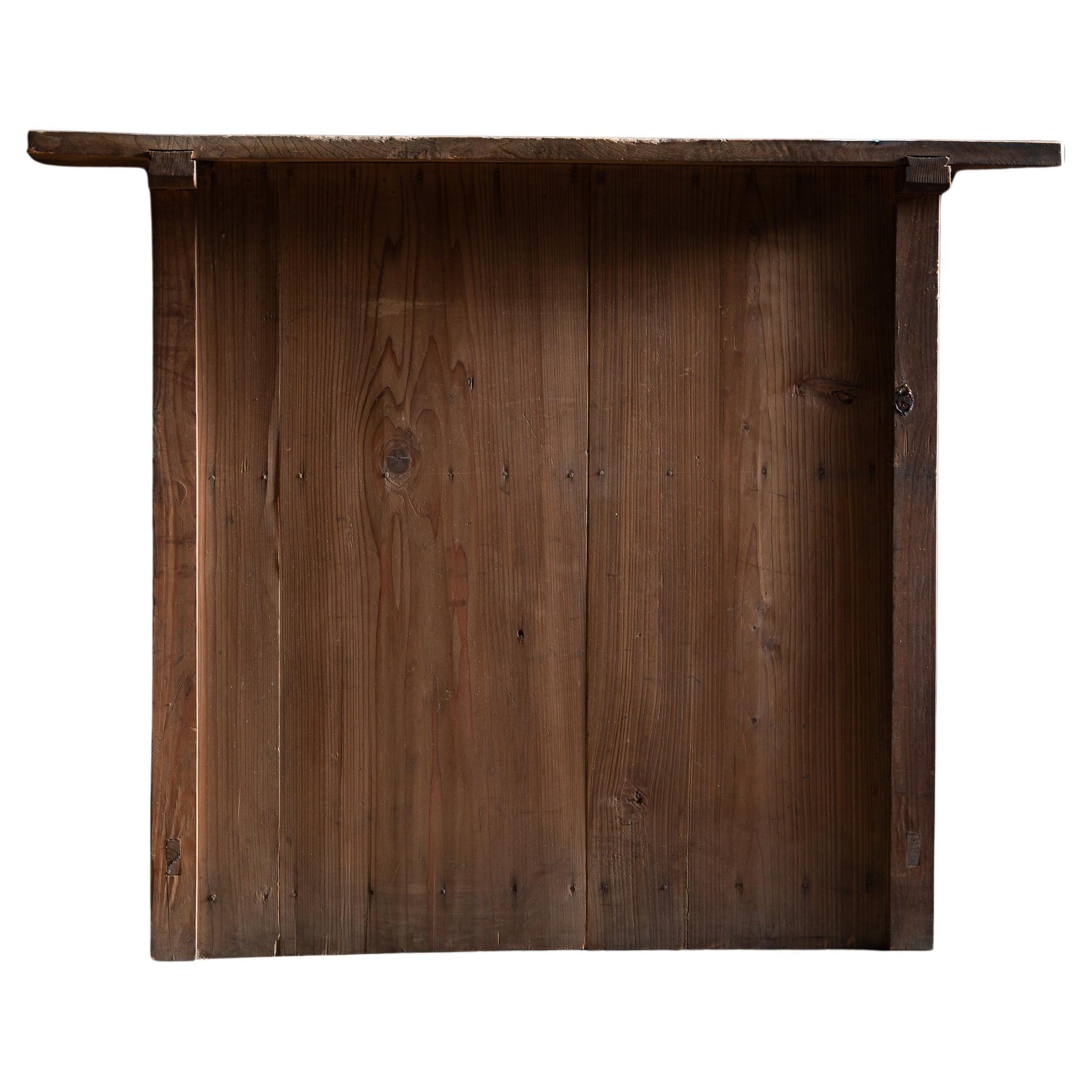 Japanese antique checkout counter w/shelf, wabi sabi side table, display stand For Sale