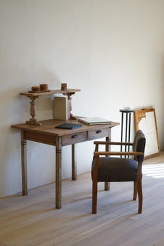 Japanese Antique Cherry & Ash Desk, 1930s–1940s - Japandi Wabi-Sabi