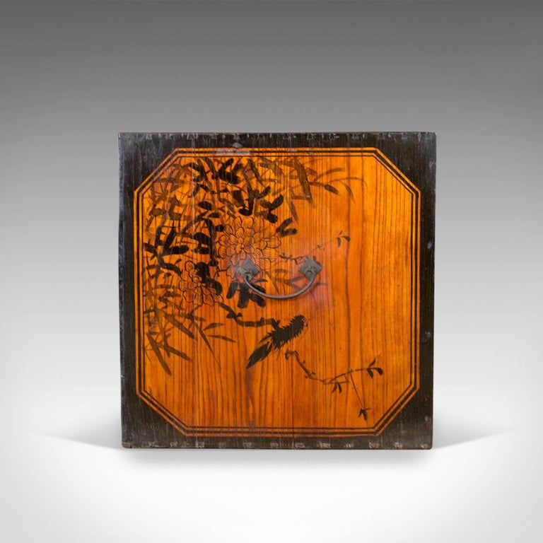 Japanese Antique Chest, Lacquered Pine Trunk, Blanket Box, Late 19th
