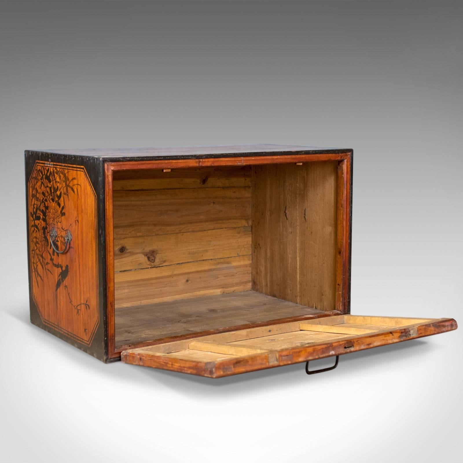 Japanese Antique Chest, Lacquered Pine Trunk, Blanket Box, Late 19th Century 2