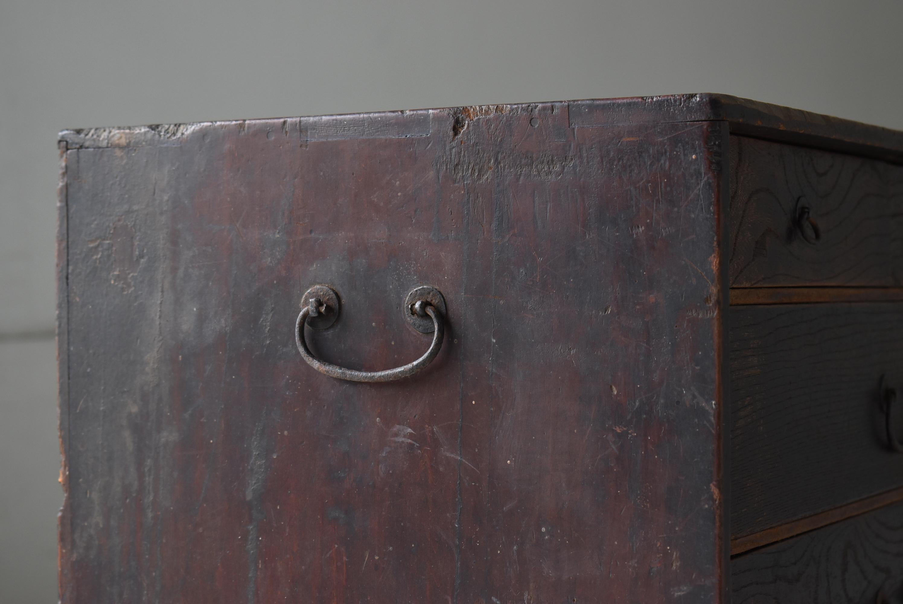 Japanese Antique Chest of Drawers 1860s-1900s / Tansu Nightstand Wabi Sabi en venta 2