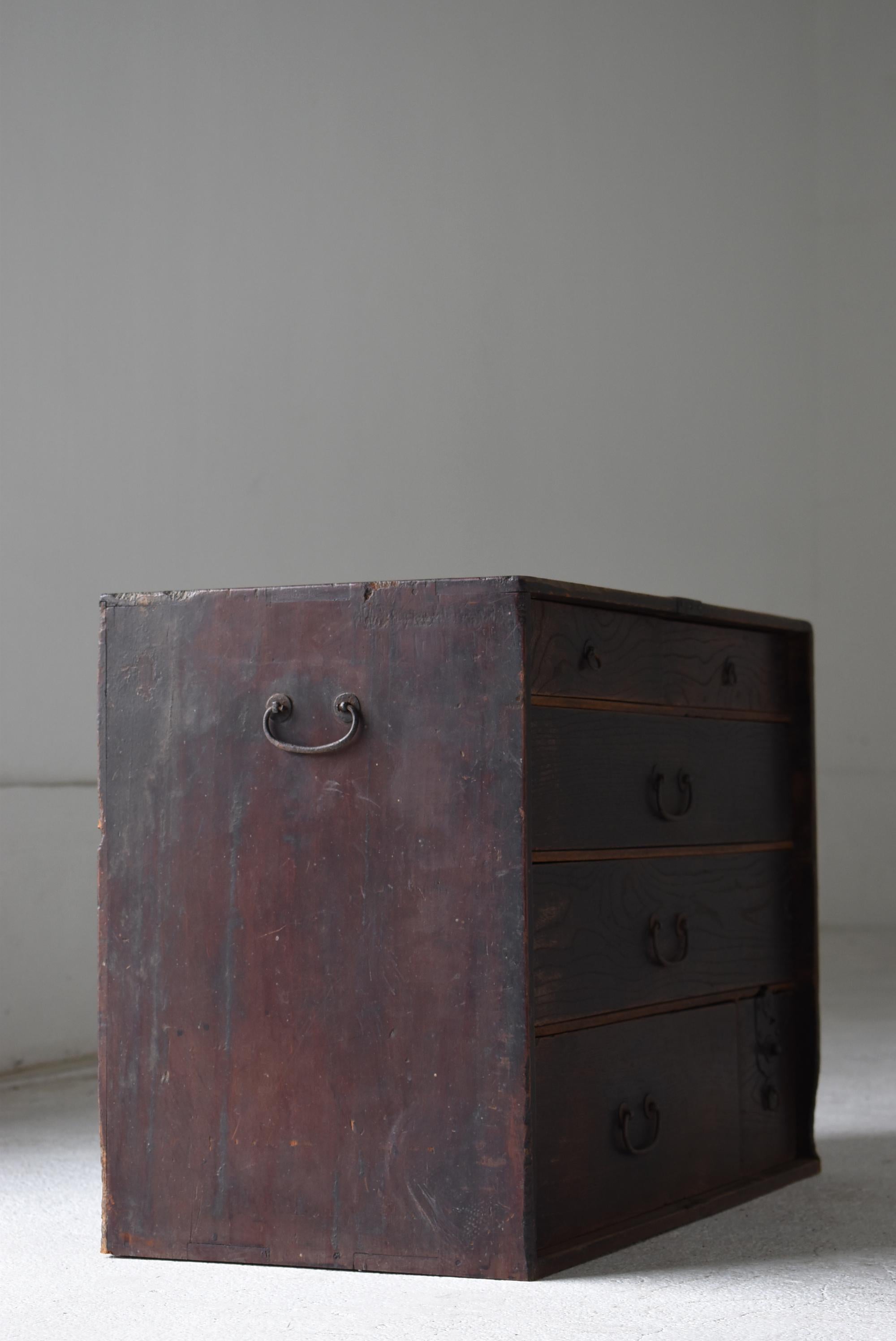 Japanese Antique Chest of Drawers 1860s-1900s / Tansu Nightstand Wabi Sabi en venta 1