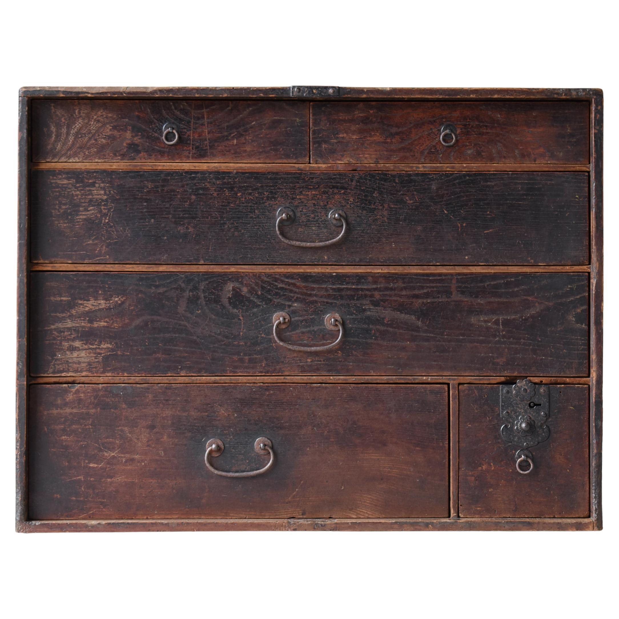 Japanese Antique Chest of Drawers 1860s-1900s / Tansu Nightstand Wabi Sabi