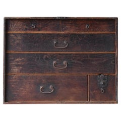 Japanese Antique Chest of Drawers 1860s-1900s / Tansu Nightstand Wabi Sabi