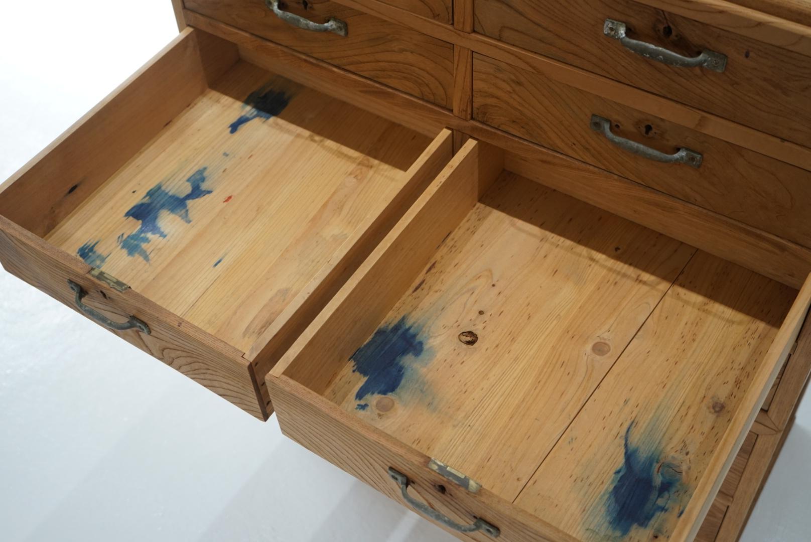 Japanese Antique Chest of drawers Storage shelves Zelkova wood Wabi-Sabi For Sale 8