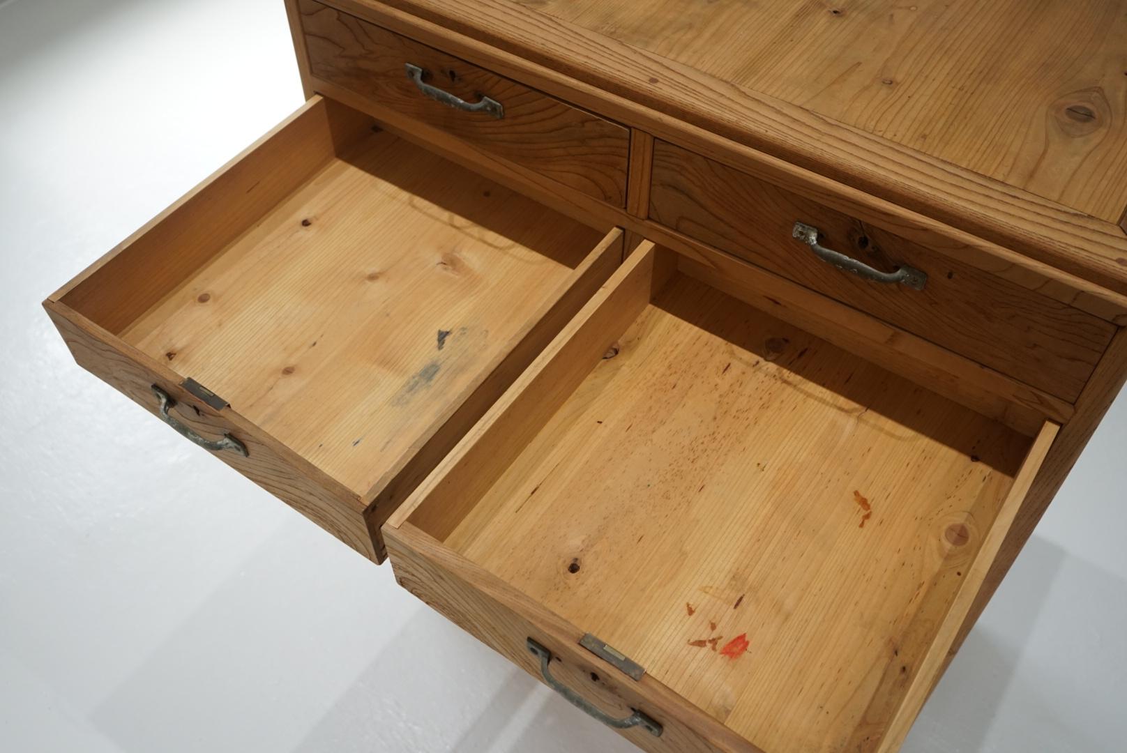 Japanese Antique Chest of drawers Storage shelves Zelkova wood Wabi-Sabi For Sale 9