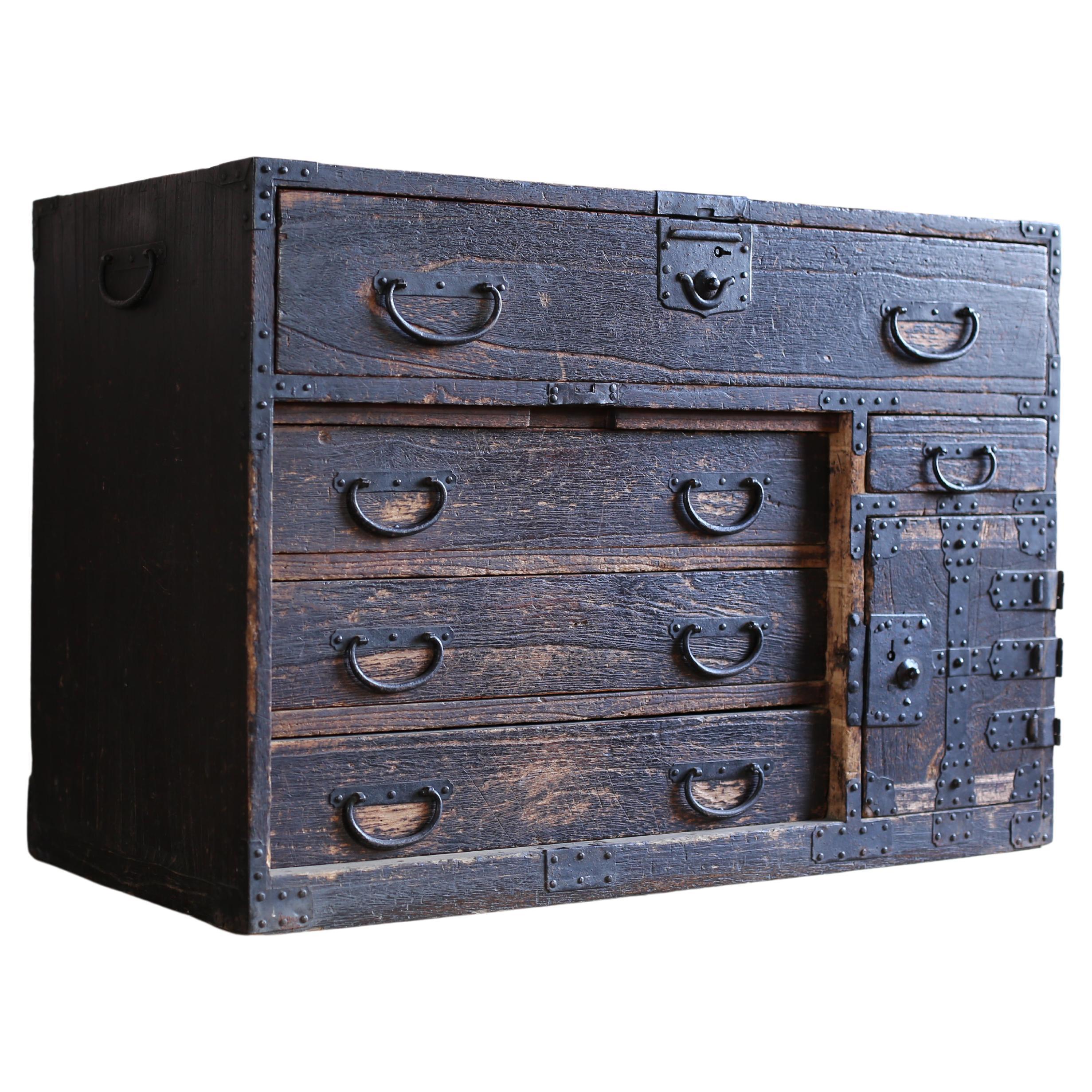 Japanese Antique Chests of Drawers 1800s-1860s/Safe Storage Cabinet Wabisabi For Sale
