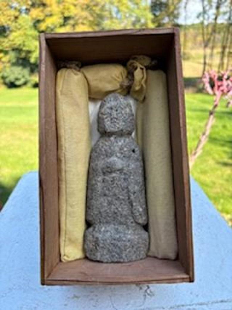 Japanese Antique Spiritual Guardian Stone Jizo with signed box tomobako 7