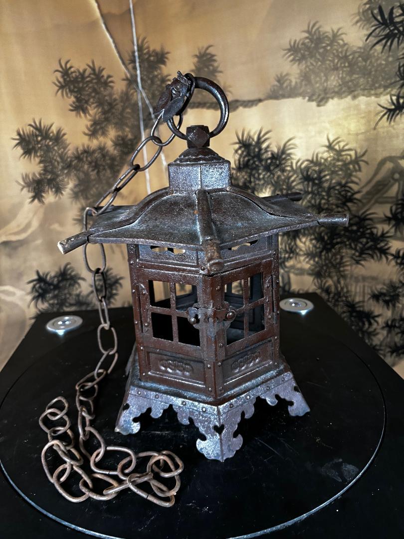 Taisho Japanese Antique Classic Sun And Moon Garden Lantern, Signed For Sale