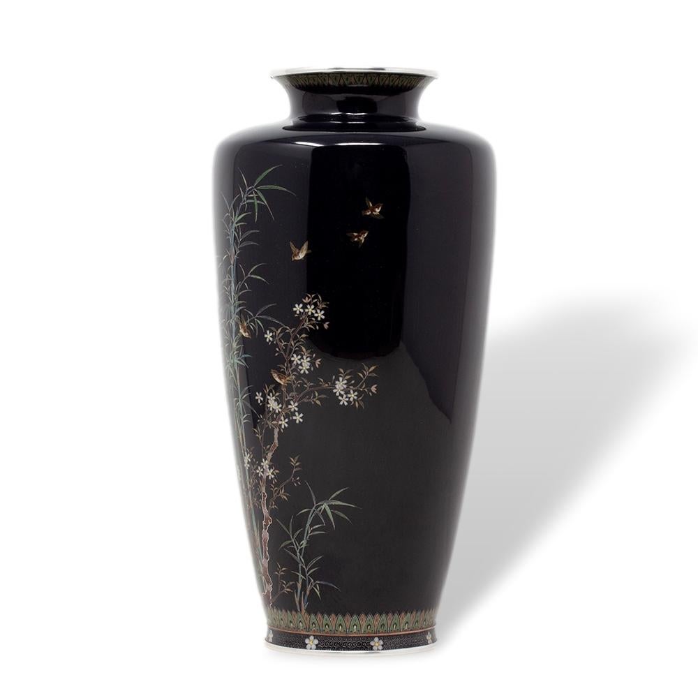 Meiji Japanese Antique Cloisonne Enamel Vase Hayashi Kodenji For Sale