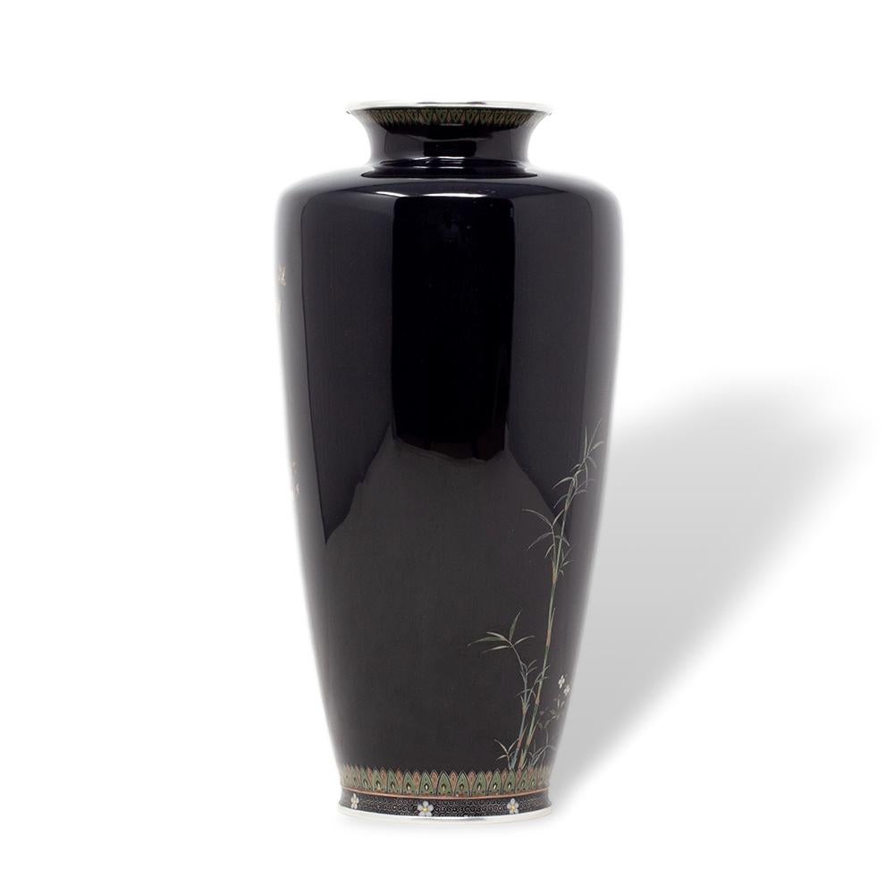 Enameled Japanese Antique Cloisonne Enamel Vase Hayashi Kodenji For Sale