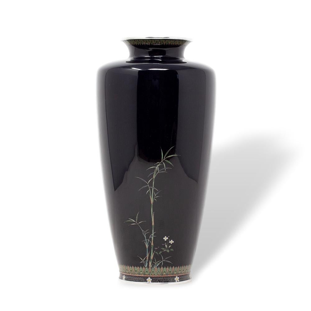 Japanese Antique Cloisonne Enamel Vase Hayashi Kodenji In Good Condition For Sale In Newark, England
