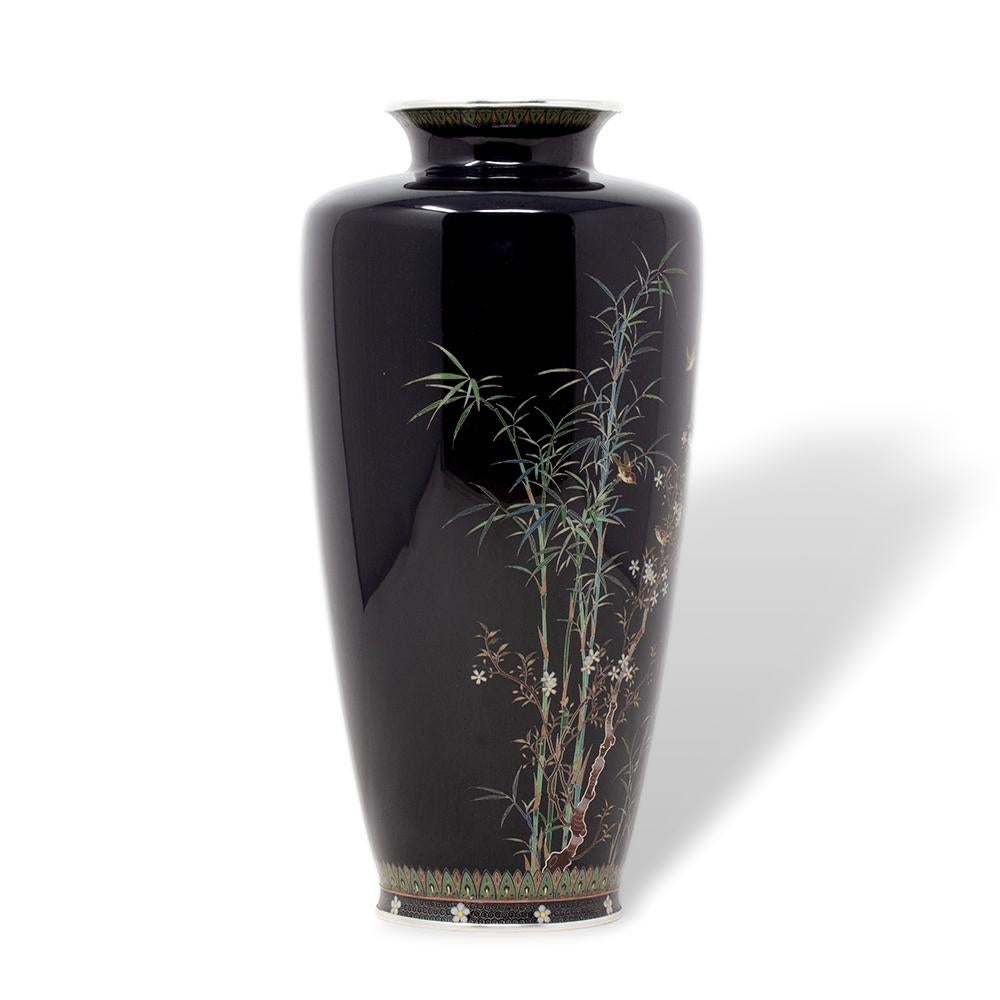 Early 20th Century Japanese Antique Cloisonne Enamel Vase Hayashi Kodenji For Sale