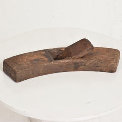 Japanese Antique Collectible Curved Hand Wood Plane Carpentry Tool, 1920s