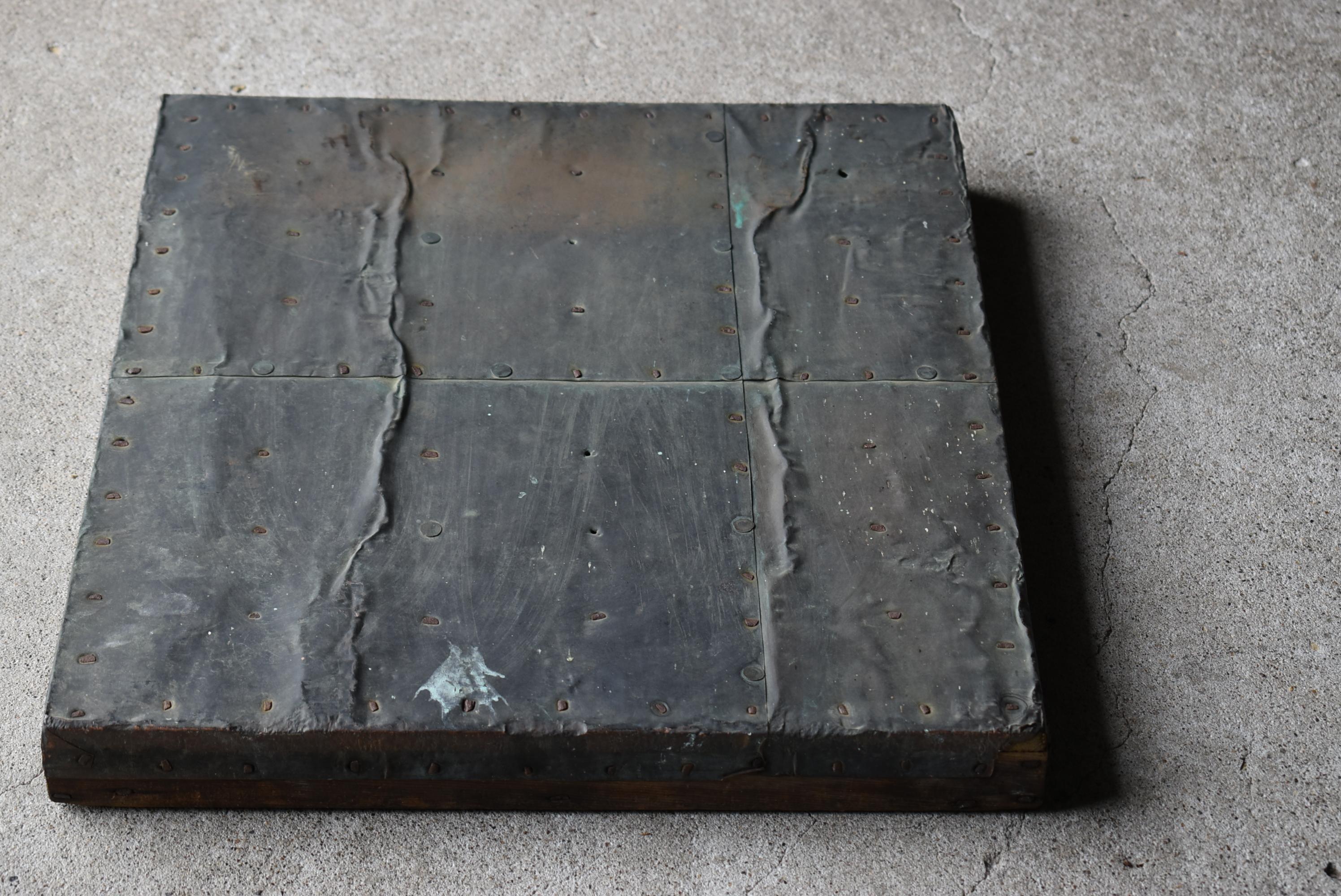 20th Century Japanese Antique Copper-Clad Door 1860s-1900s / Abstract Art Wabisabi For Sale