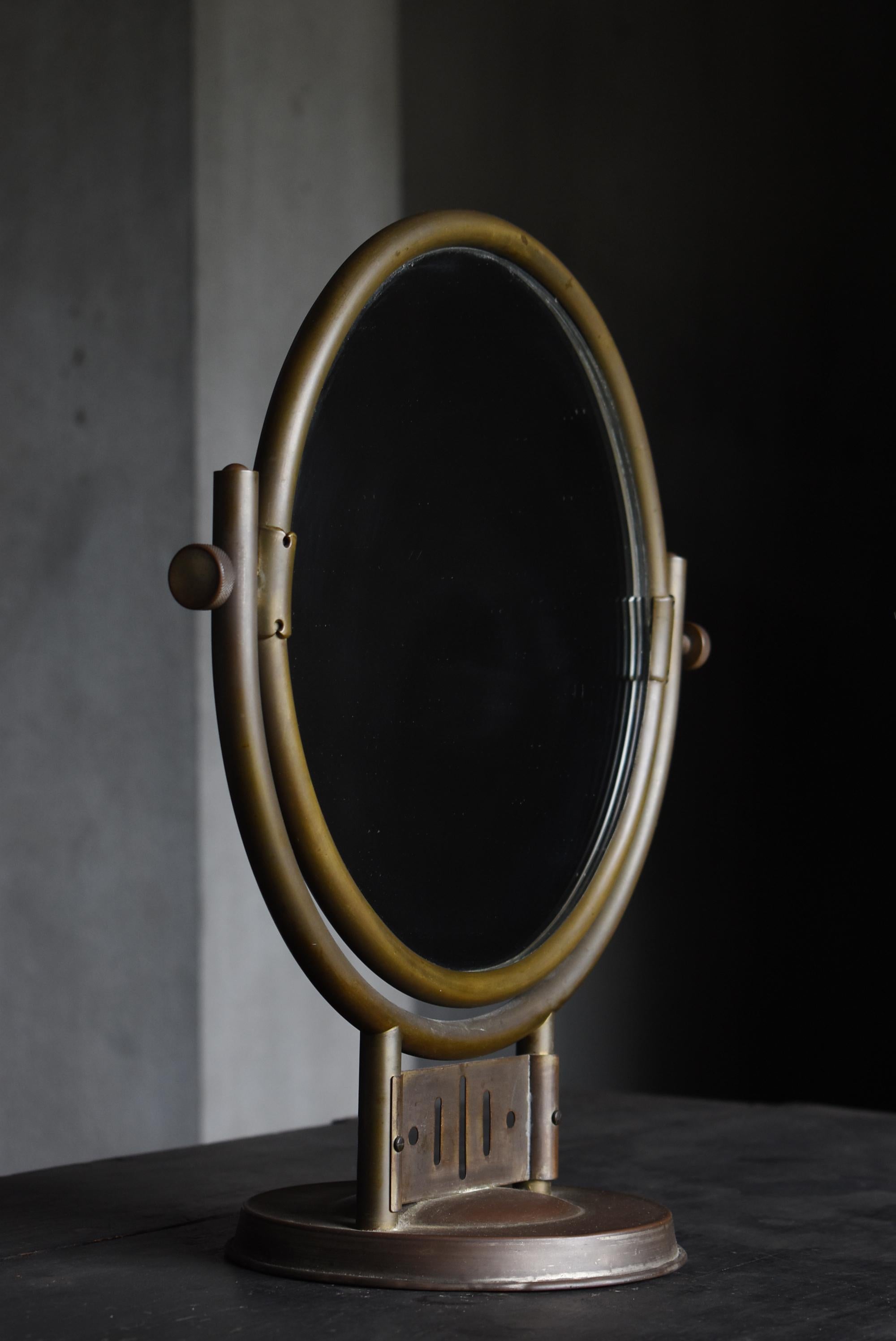 Giapponese Japanese Antique Copper Table Mirror 1920s-1940s / Modern Stand Mirror in vendita