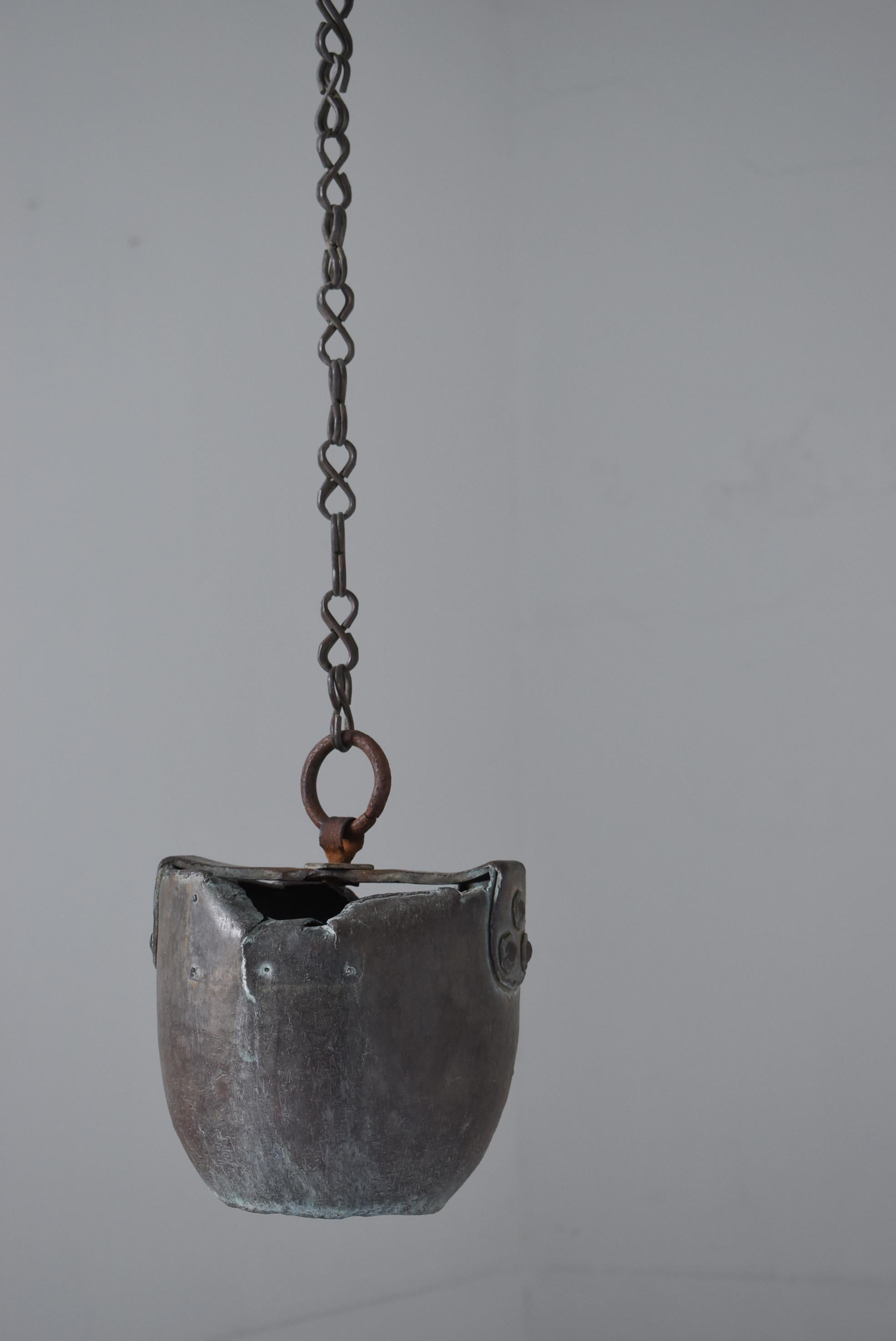 Tubes en cuivre japonais anciens 1800s-1860s / Vase à fleurs Wabi Sabi en vente 10