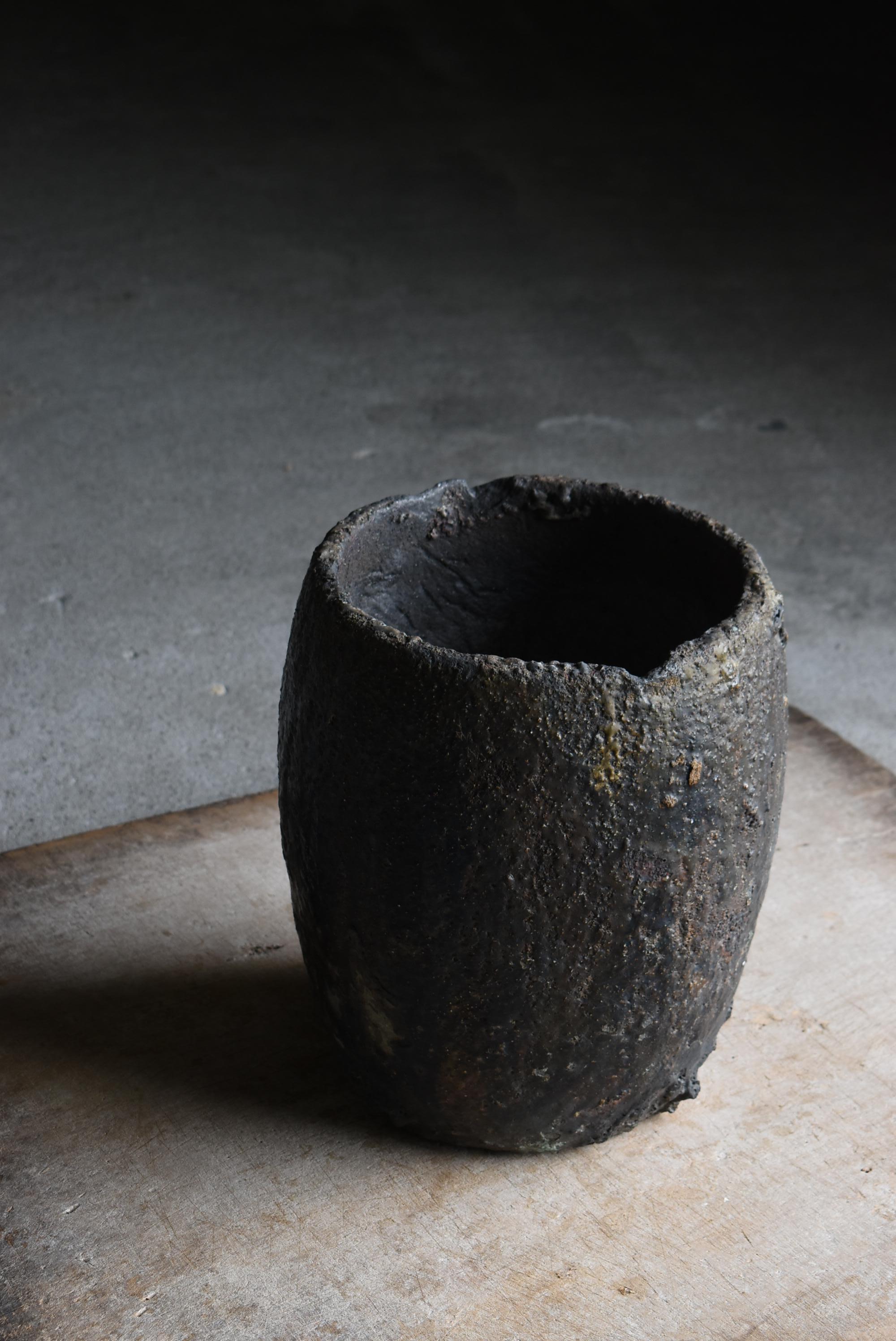 Other Japanese Antique Crucible 1900s-1920s / Flower Vase Wabi Sabi For Sale